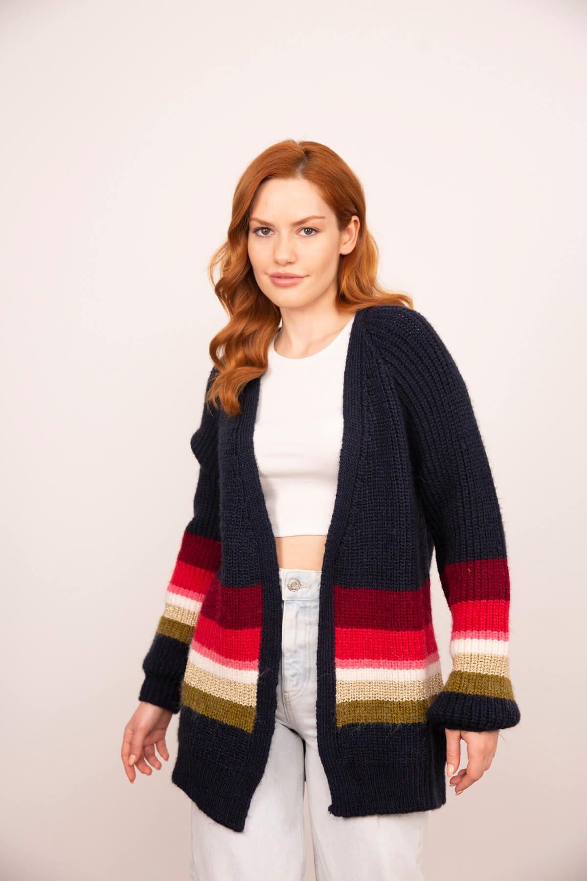 Lacivert Oversize Triko Hırka
