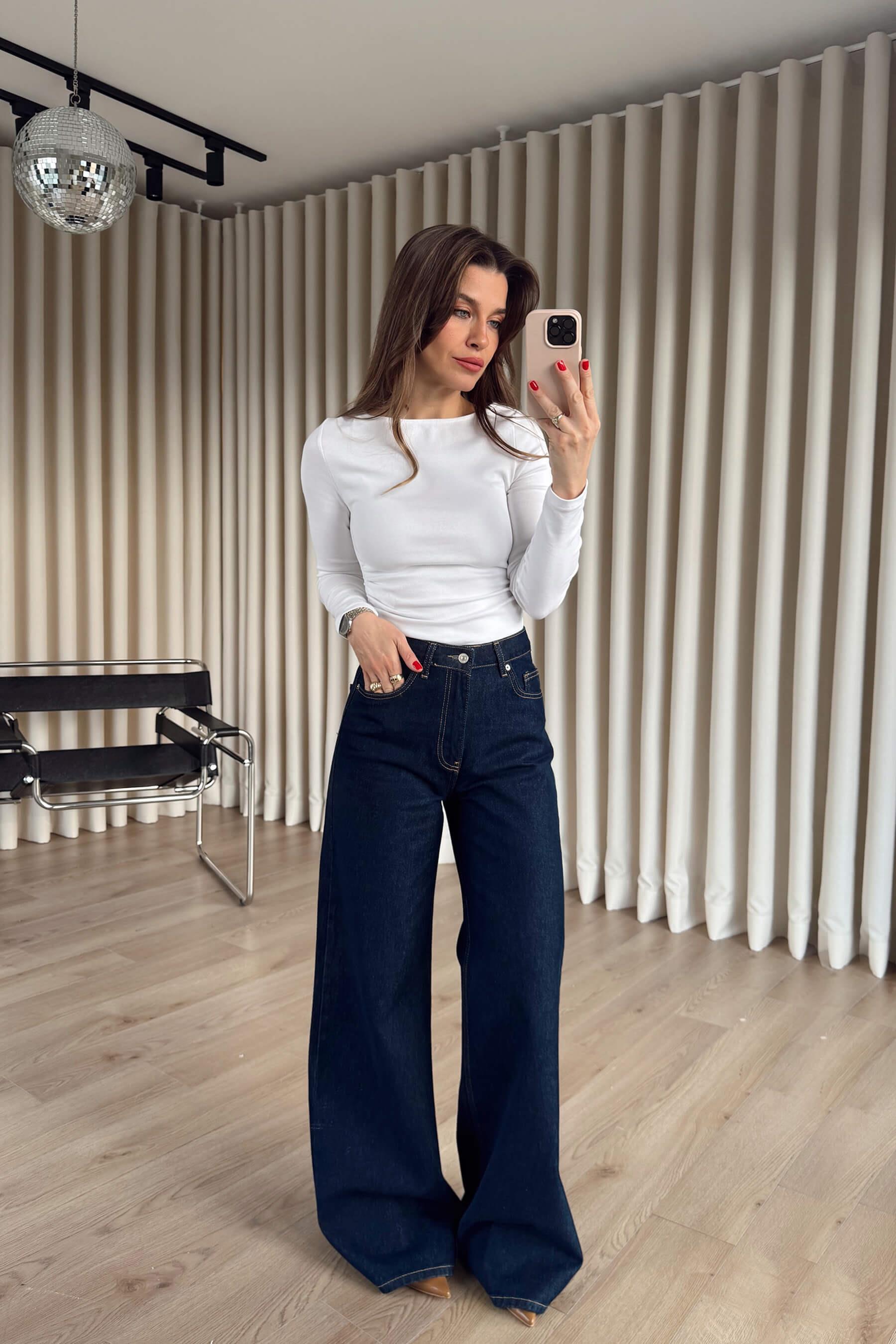 Lacivert Wide Leg Jean