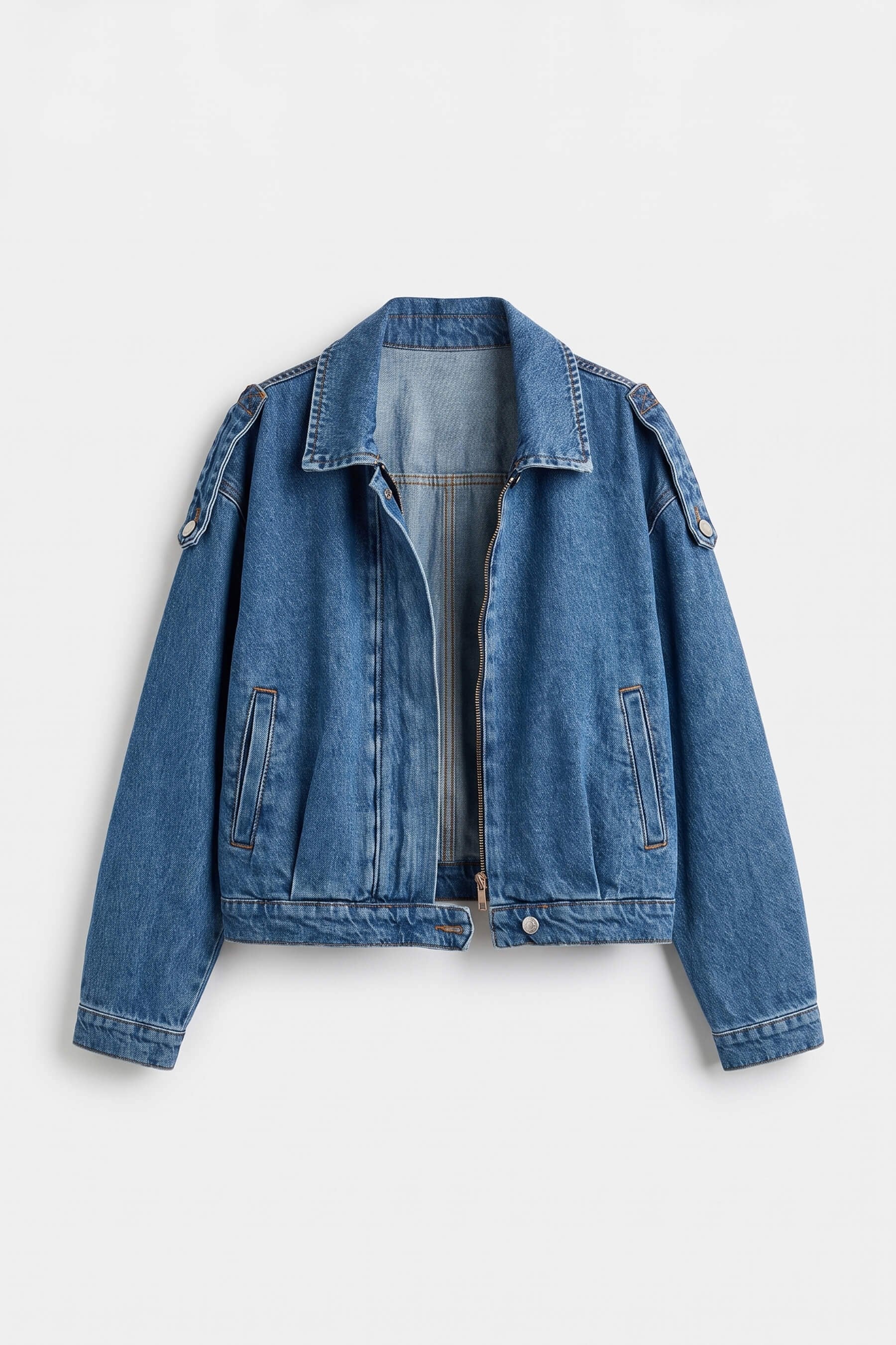 Mavi Apolet Detaylı Bomber Denim Ceket