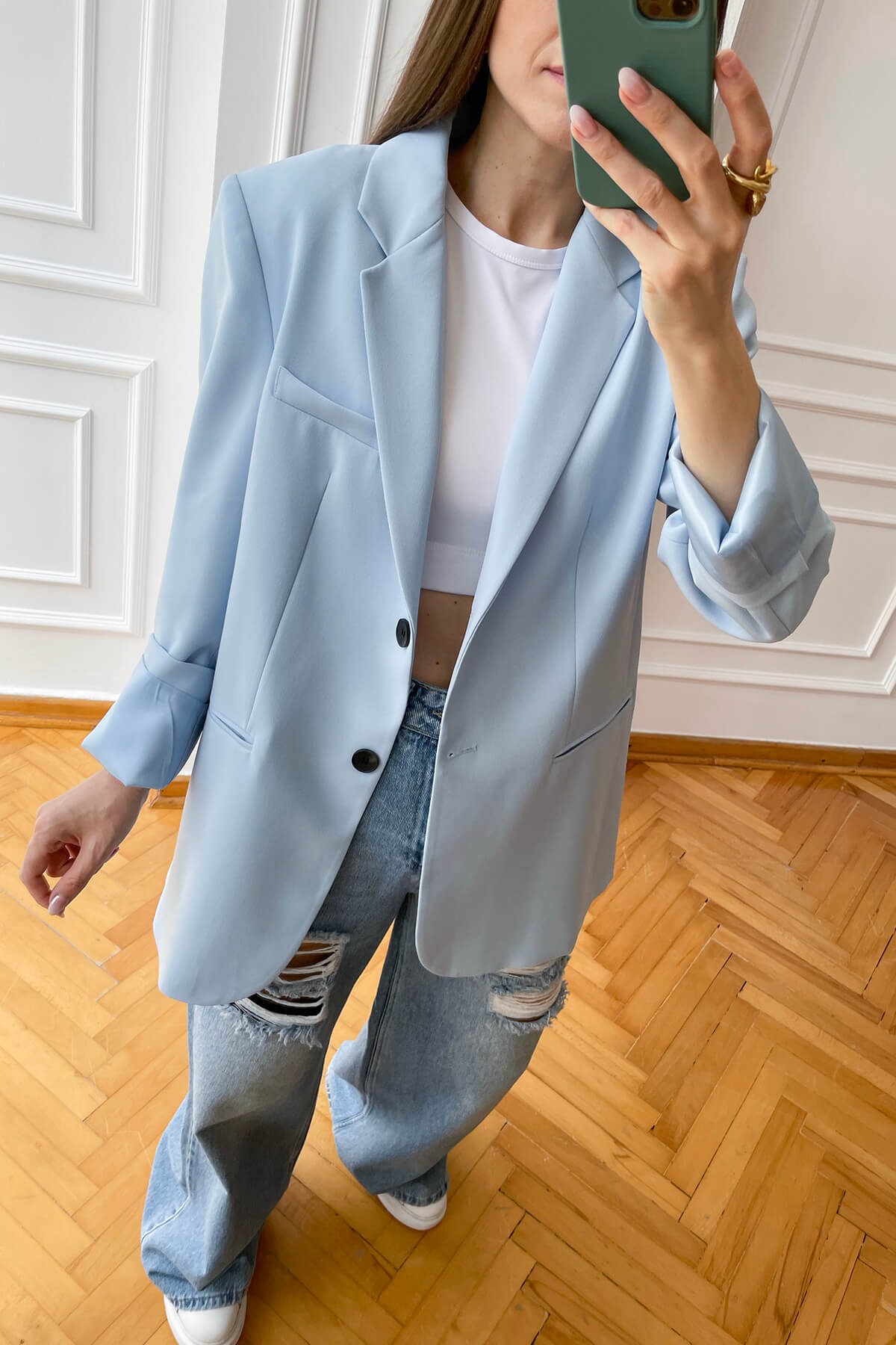 Mavi Astarlı Blazer Ceket