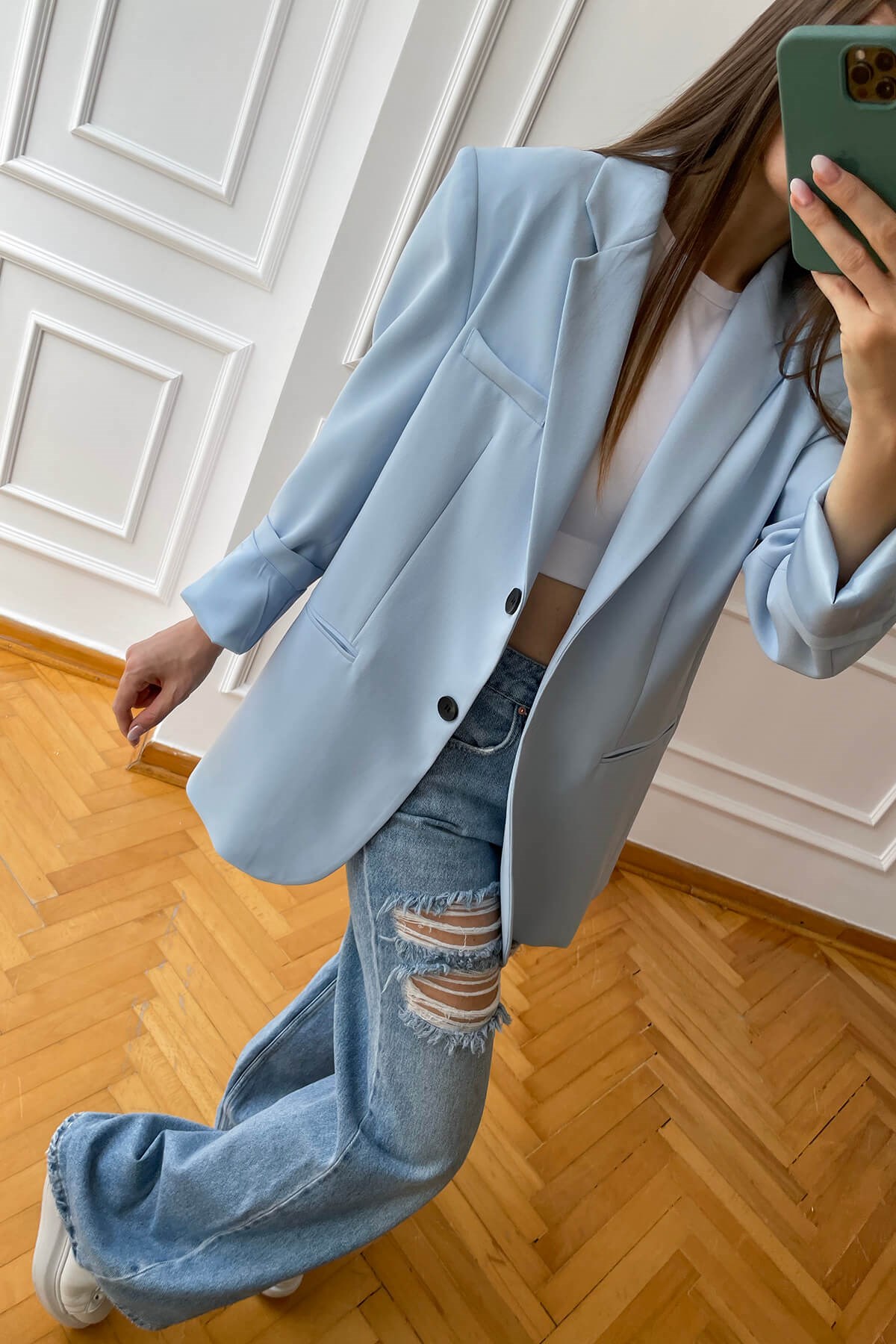 Mavi Astarlı Blazer Ceket