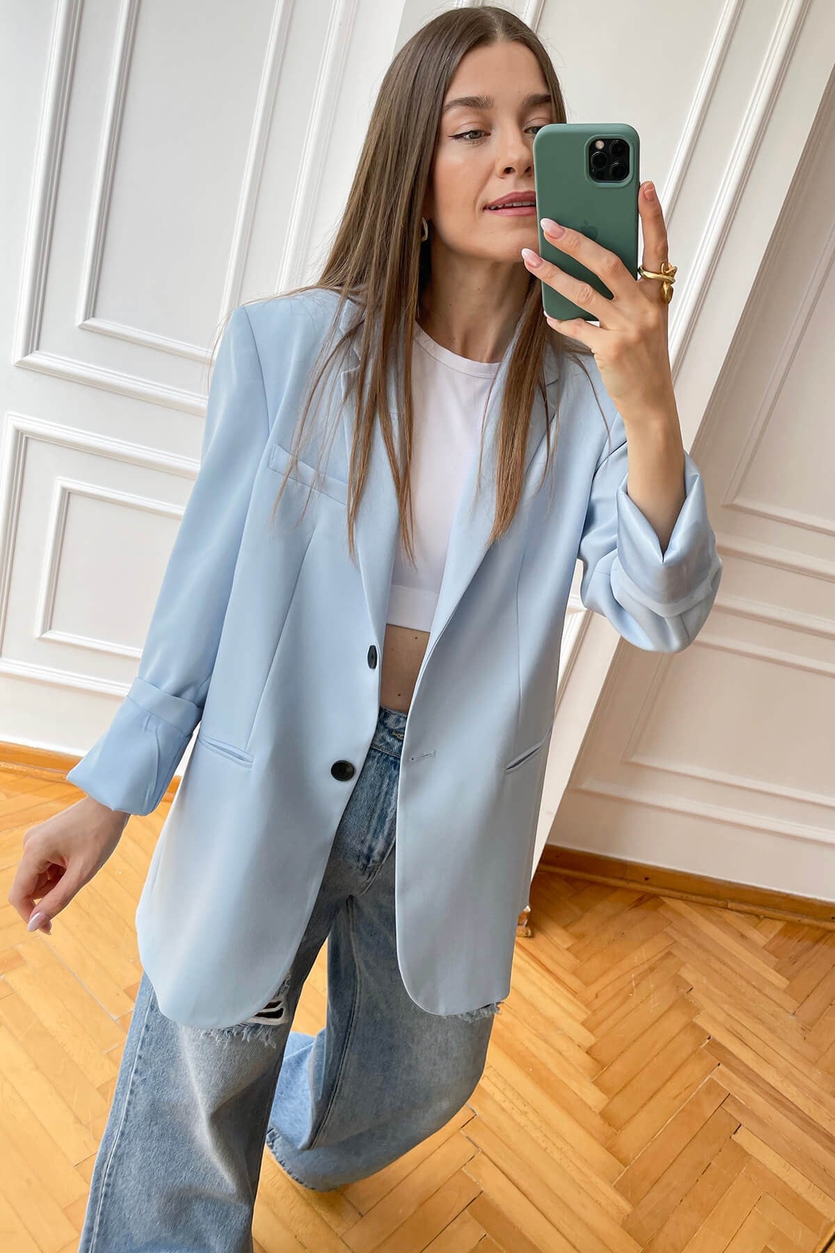 Mavi Astarlı Blazer Ceket