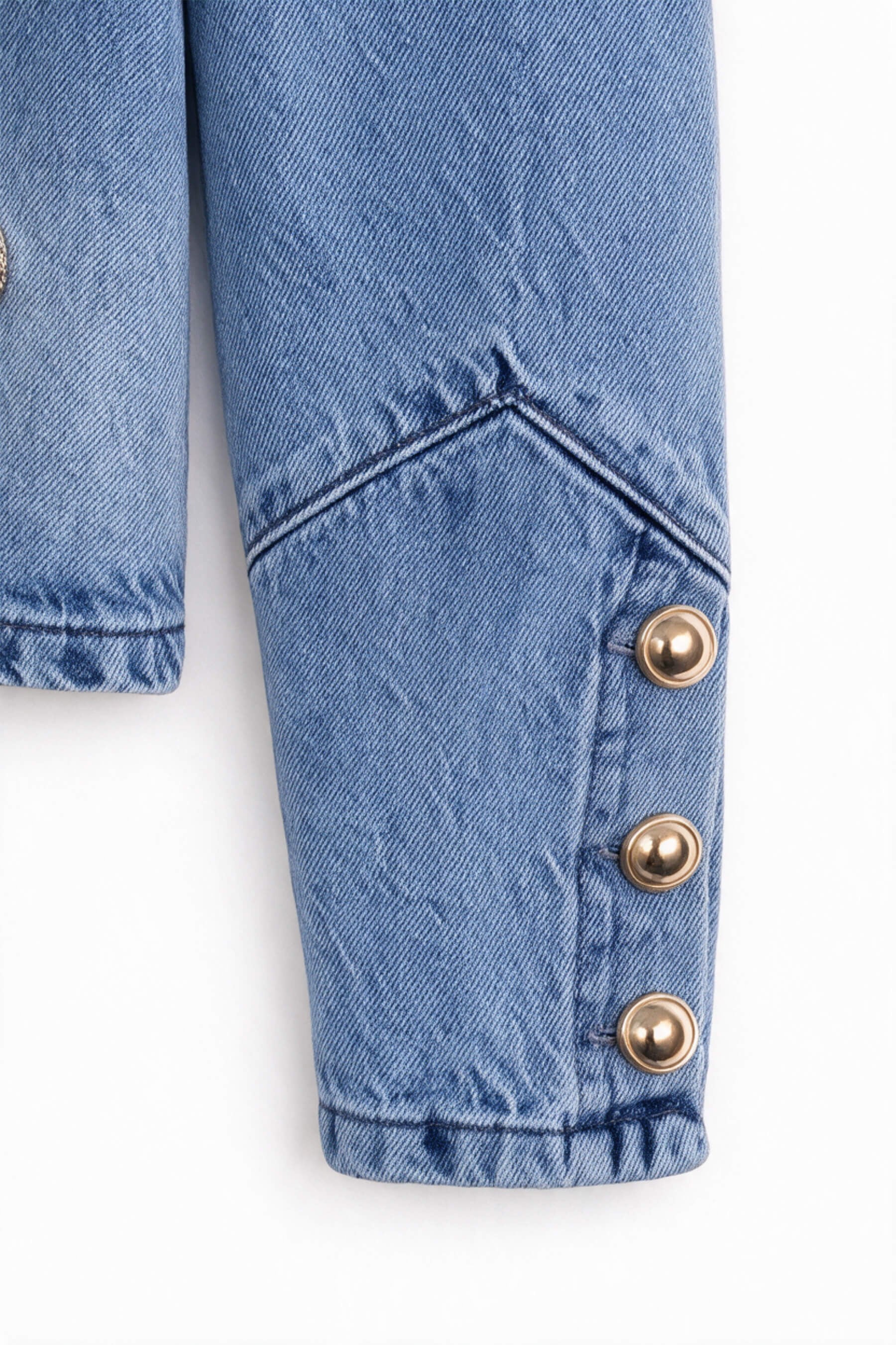Mavi Napolyon Model Gold Düğmeli Denim Ceket