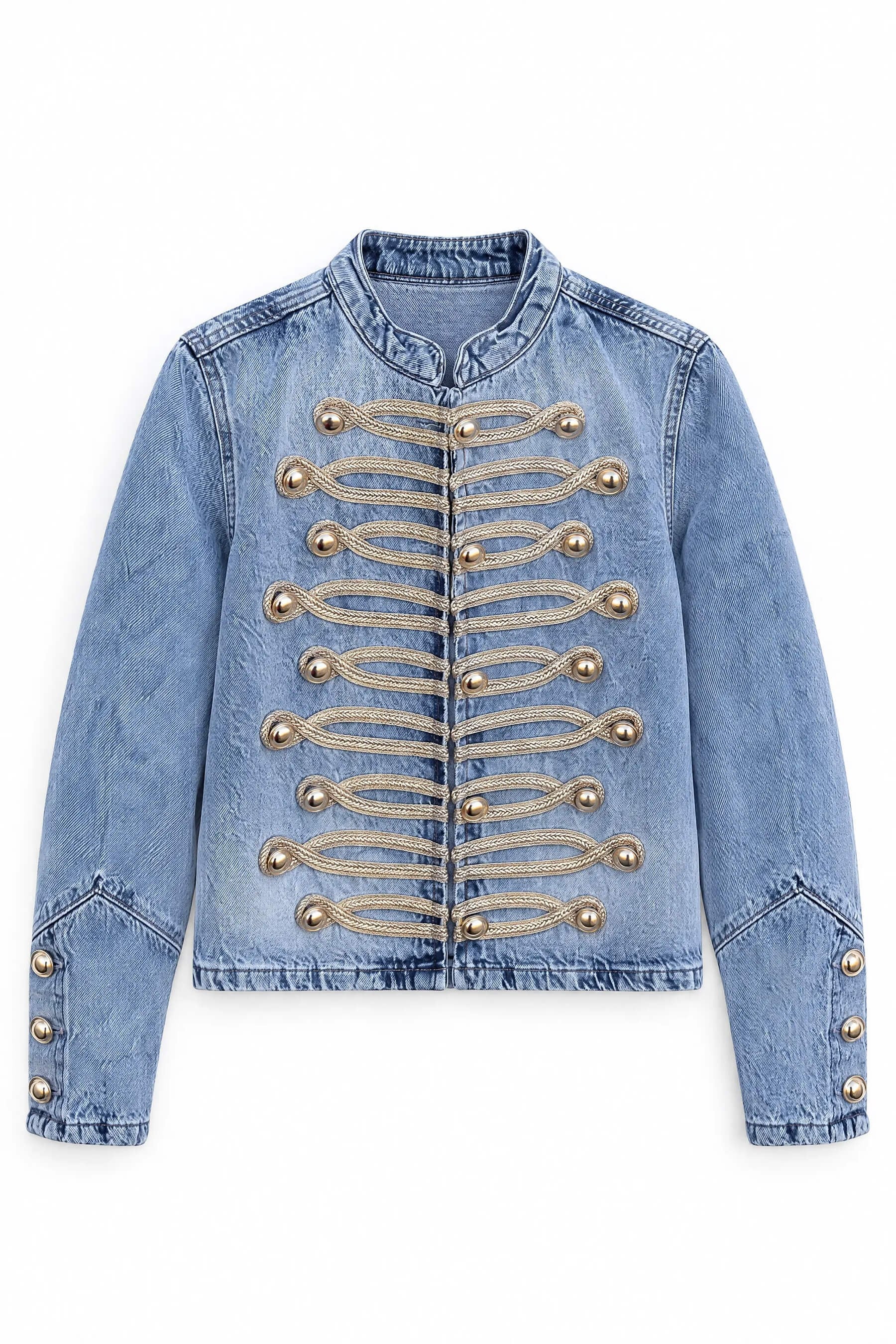 Mavi Napolyon Model Gold Düğmeli Denim Ceket