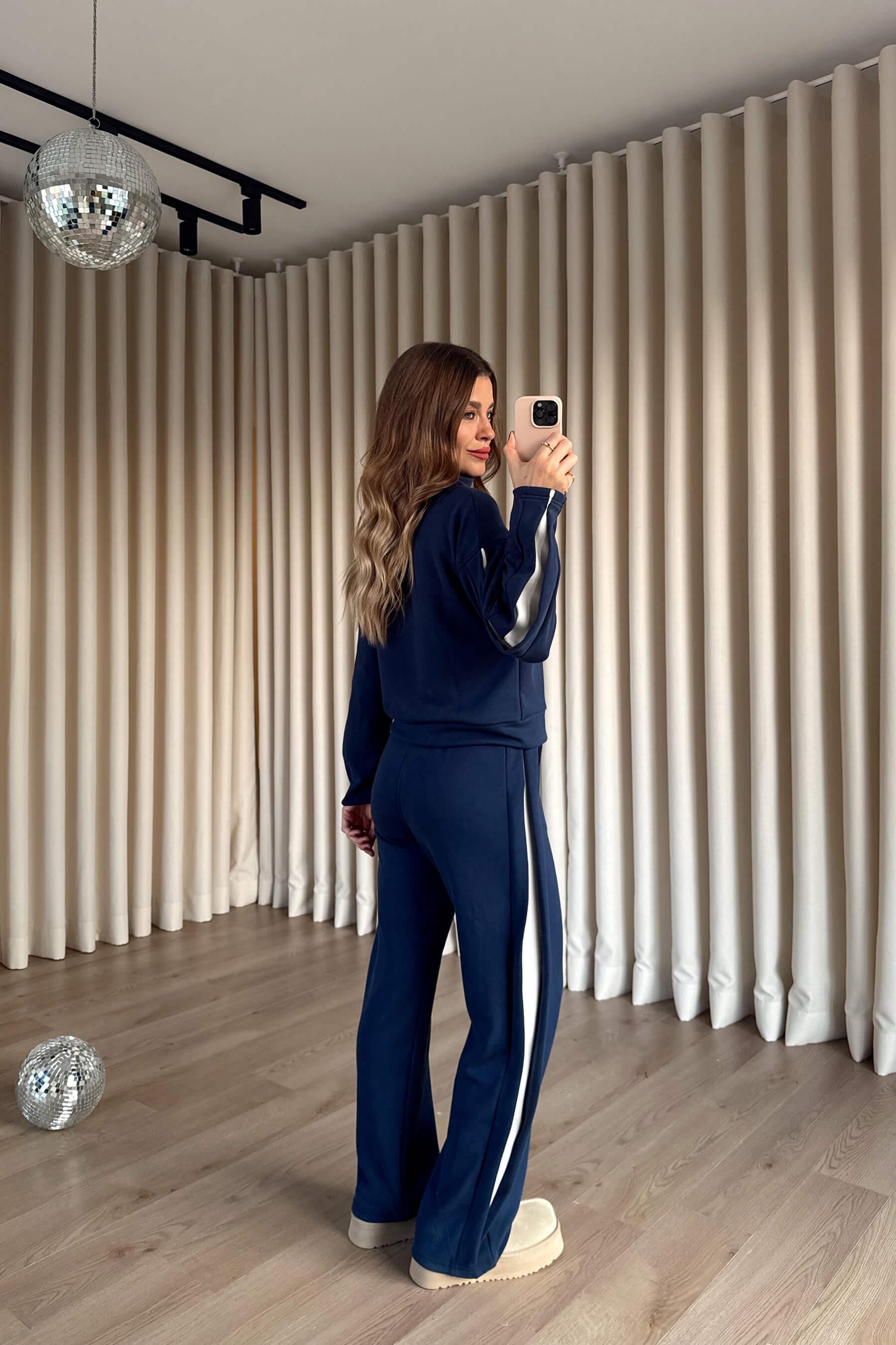 Mavi Şerit Detaylı Fermuarlı Modal Eşofman Takımı