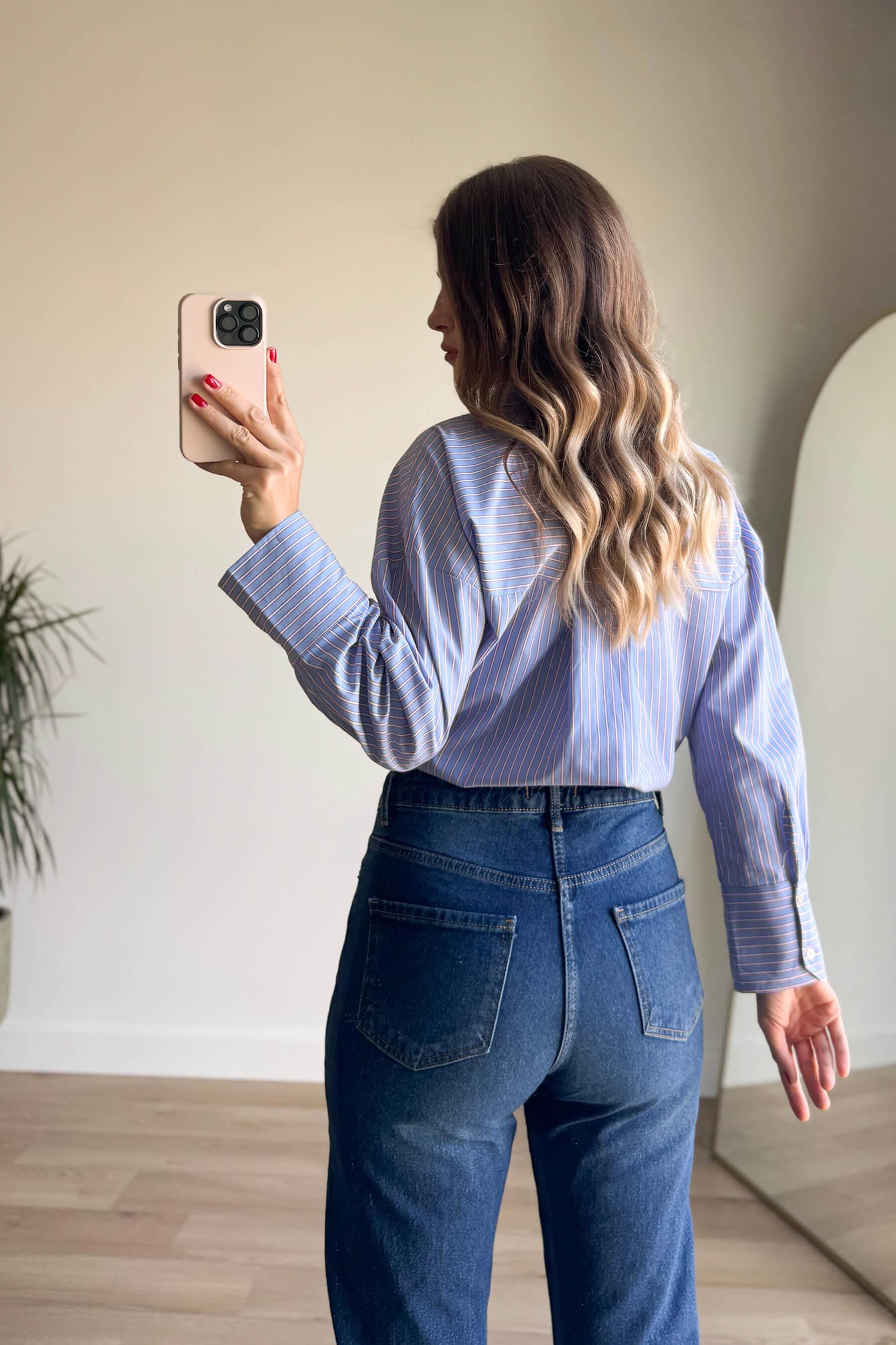 Mavi Yüksek Bel Boyfit Kesik Paça Jean