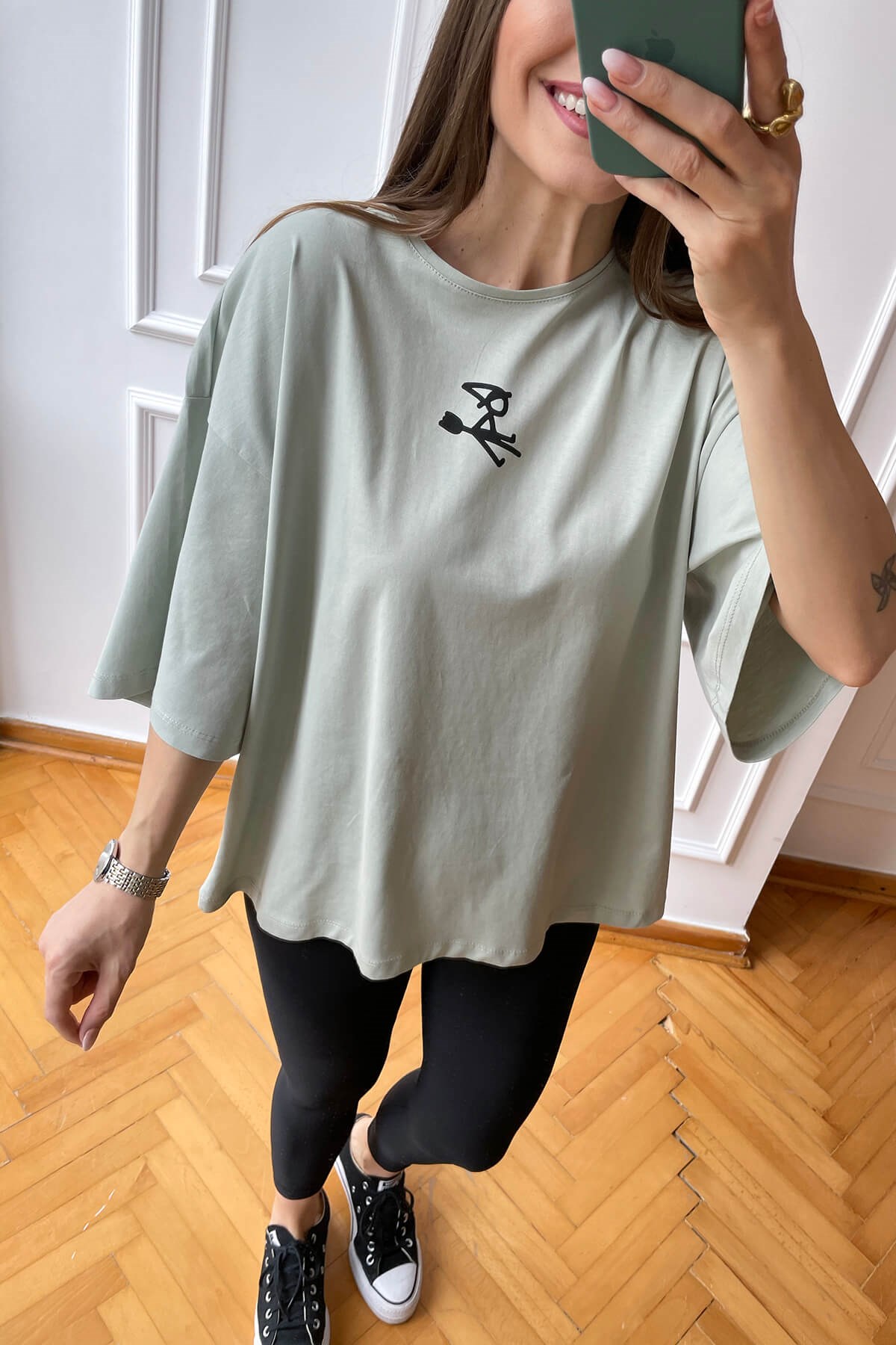 Mint Cadı Baskılı Basic T-Shirt