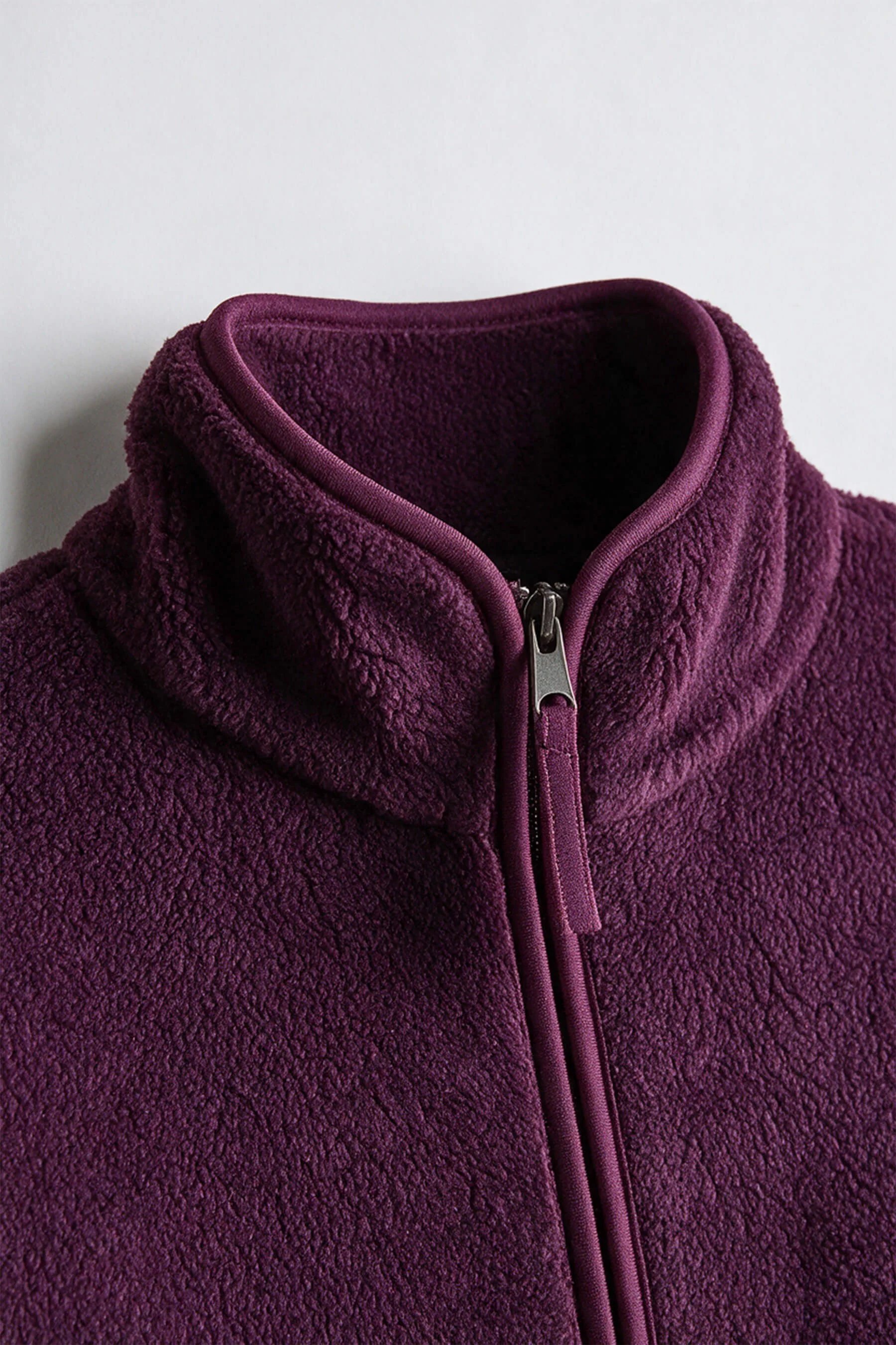 Mürdüm Fermuarlı Oversize Peluş Sweatshirt