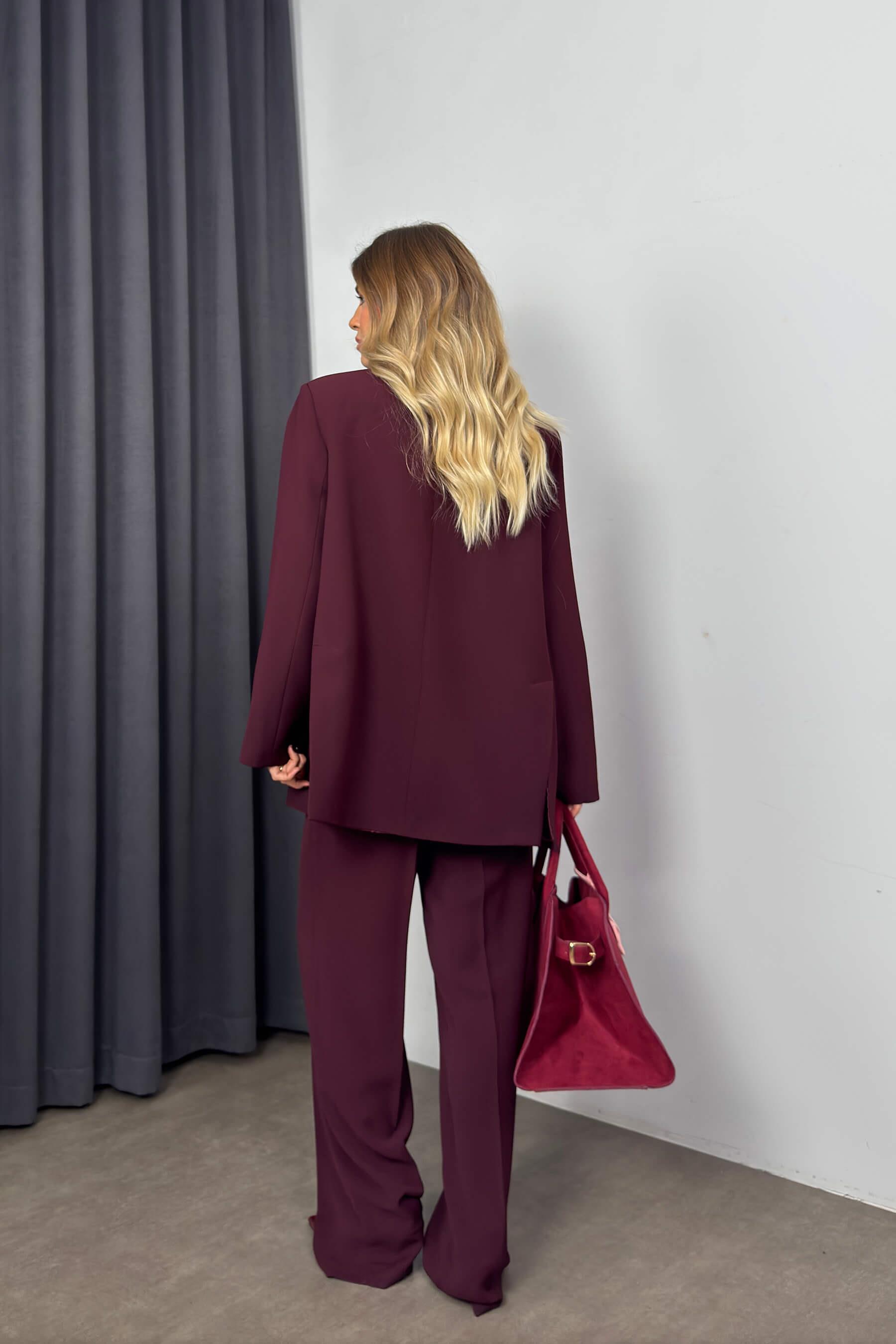 Mürdüm Oversize Ceket Pantolon PremiumTakım
