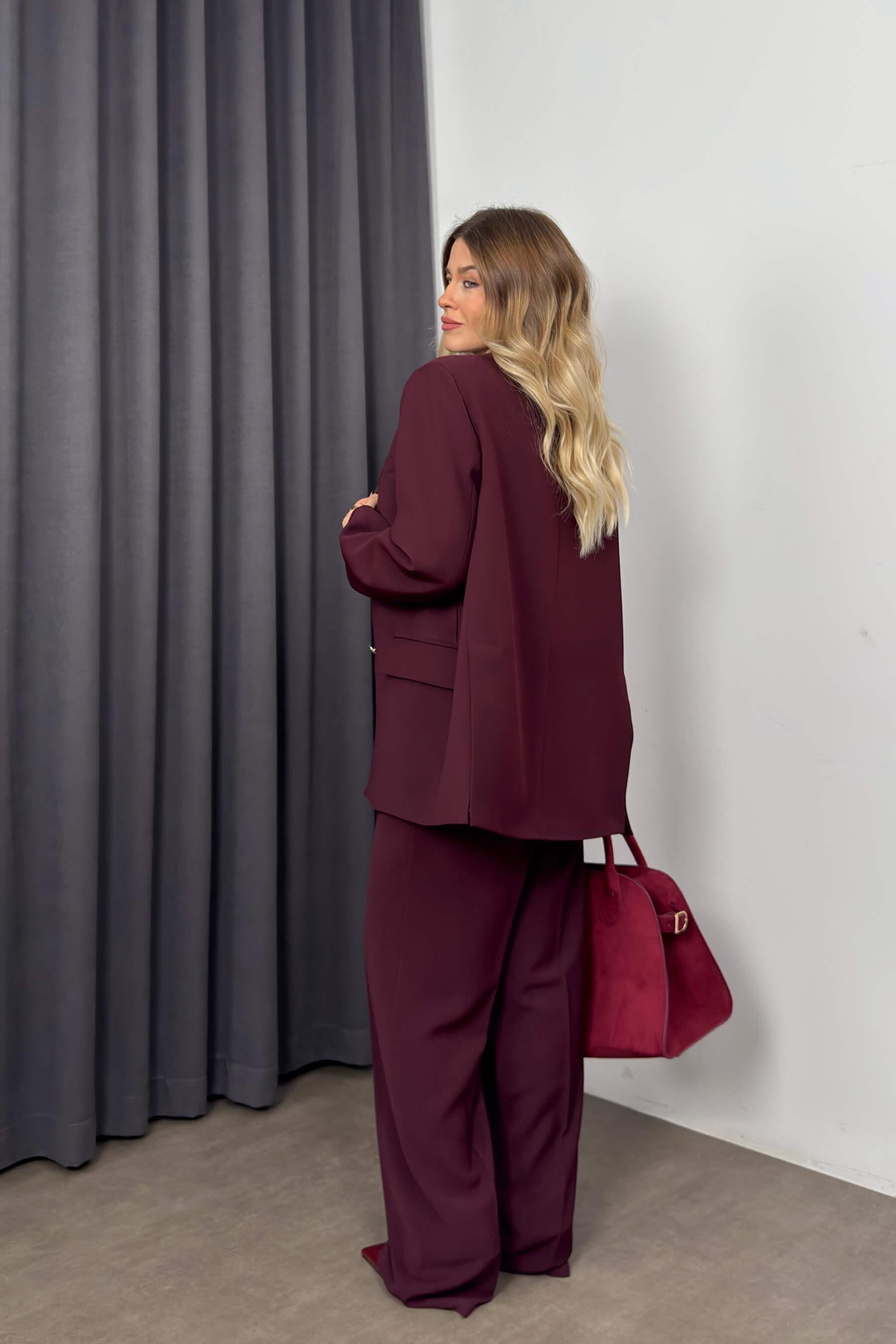 Mürdüm Oversize Ceket Pantolon PremiumTakım