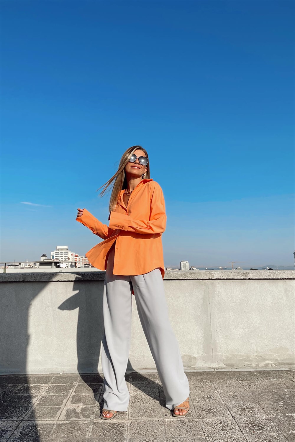 Oranj Poplin Gömlek