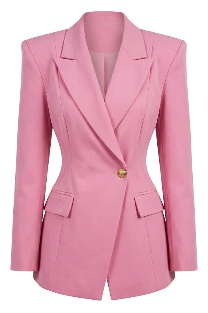 Pembe Belden Oturtmalı Premium Blazer Ceket