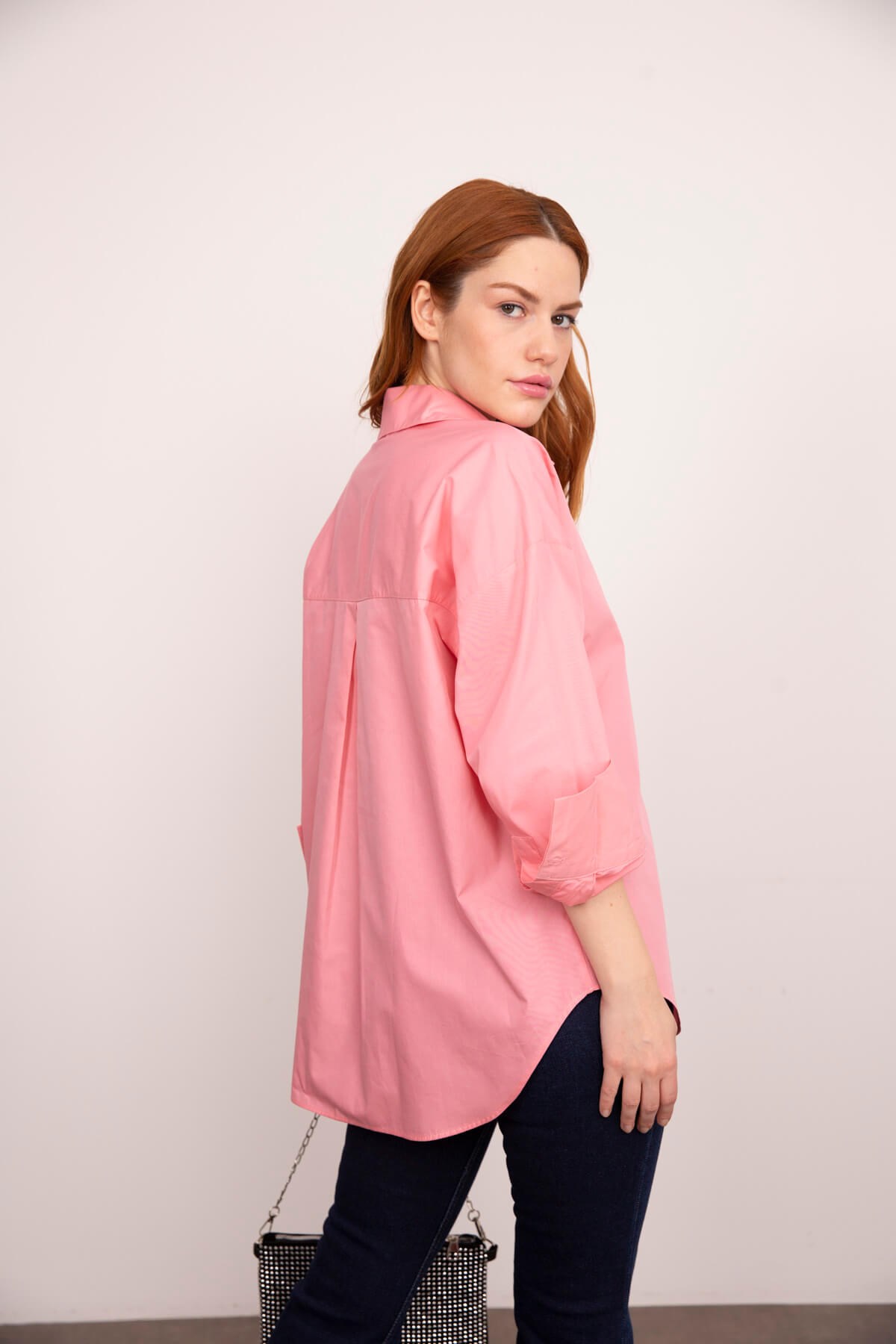 Pembe Boyfriend Basic Gömlek