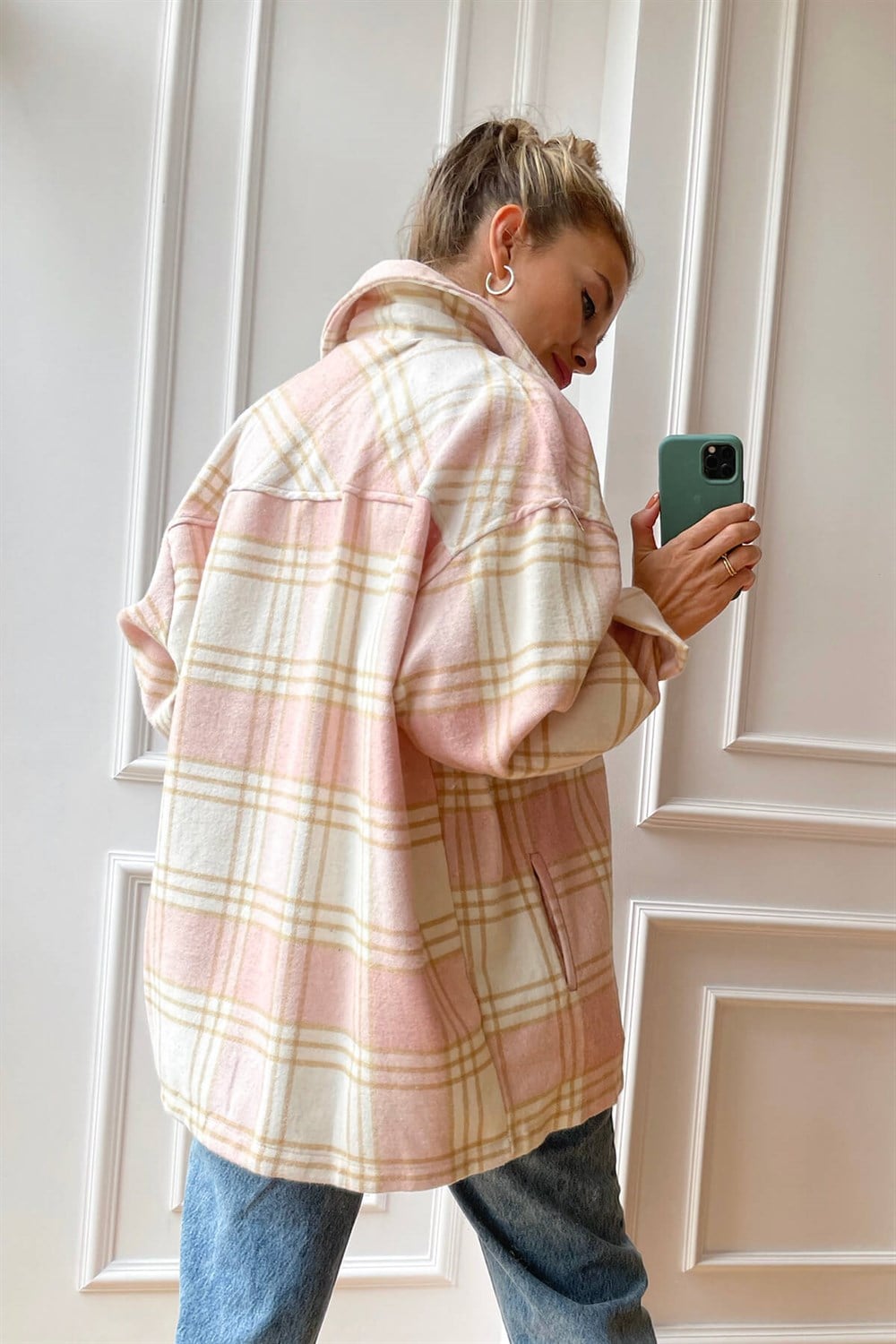 Pembe Ekoseli Oduncu Ceket