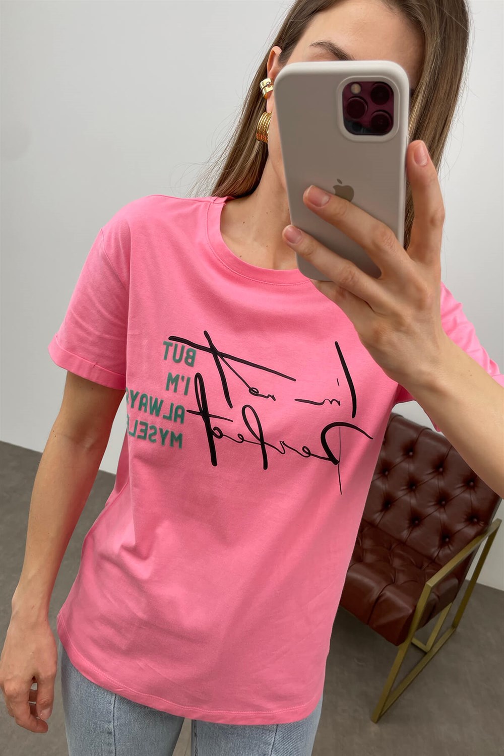 Pembe I'm Not Perfect T-Shrit