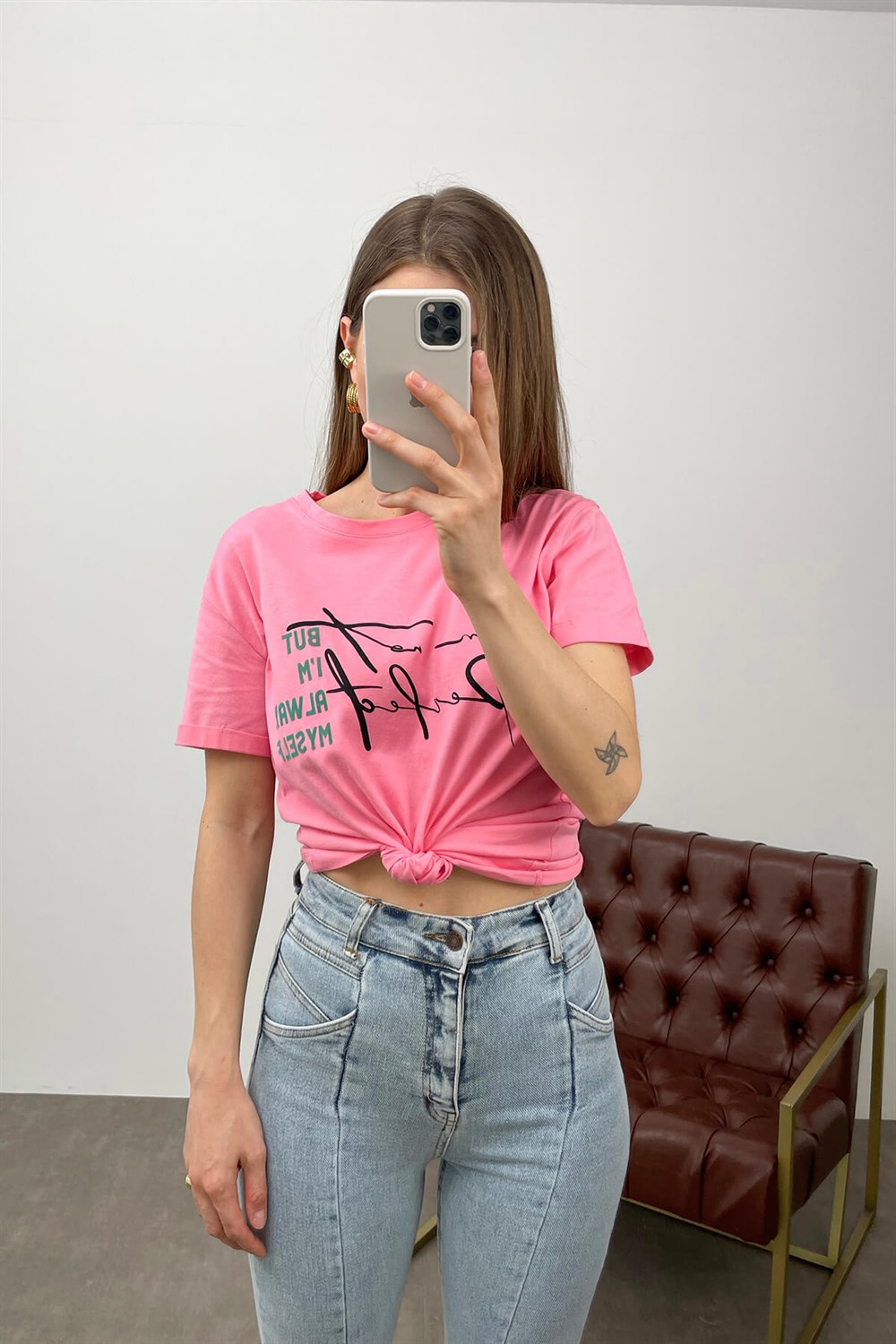 Pembe I'm Not Perfect T-Shrit