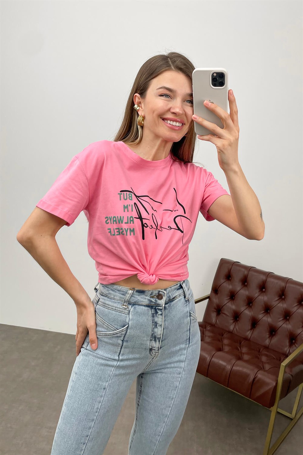 Pembe I'm Not Perfect T-Shrit
