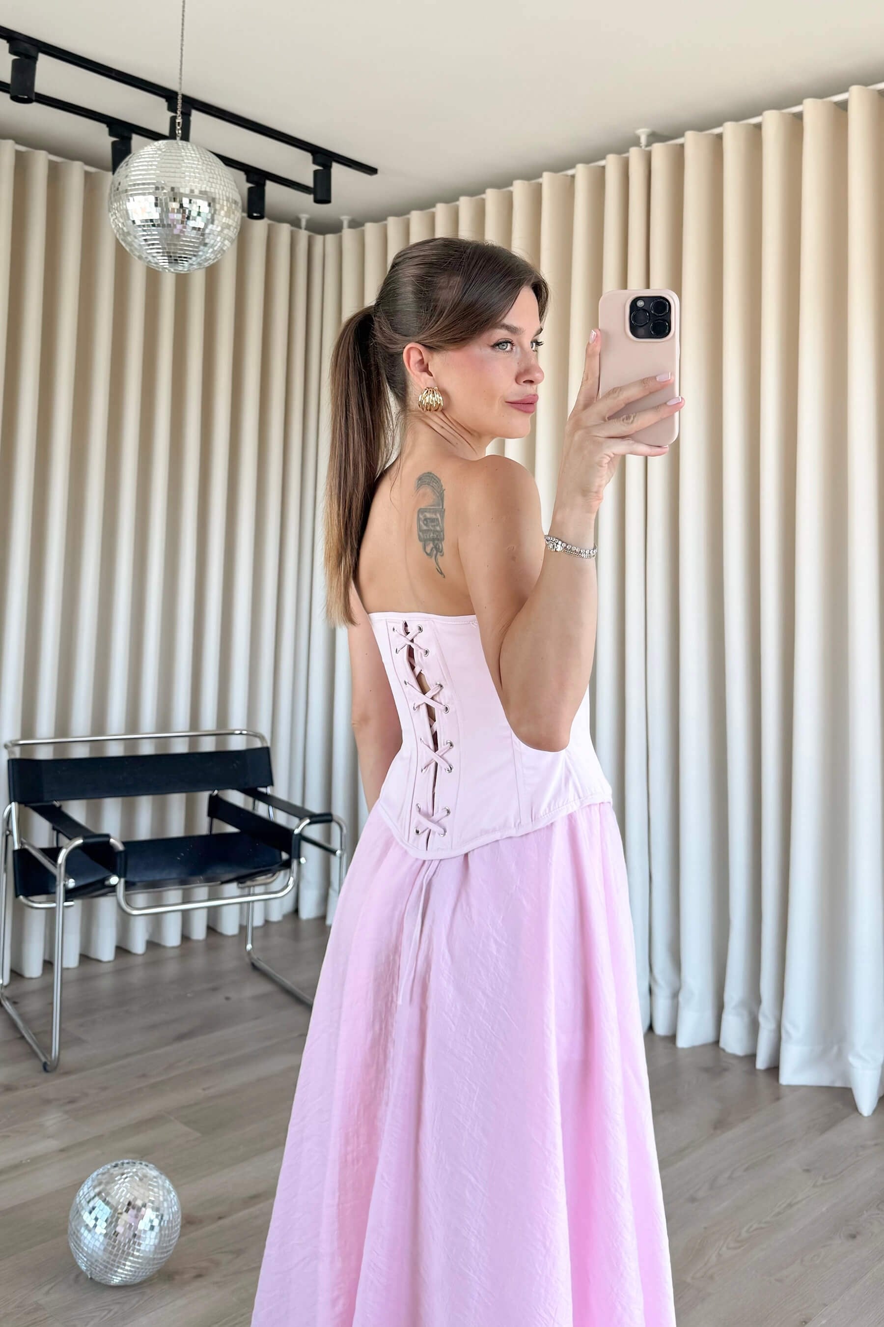 Pembe Korse Bağlamalı Büstiyer