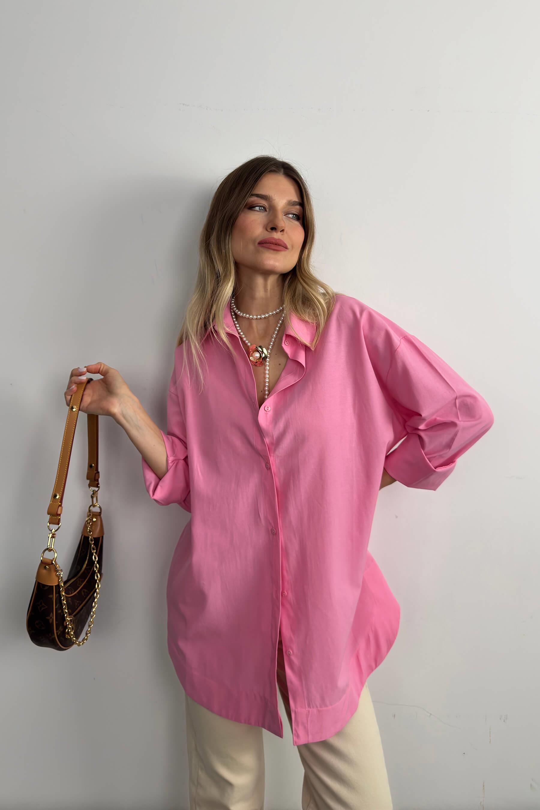 Pembe Oversize Gömlek