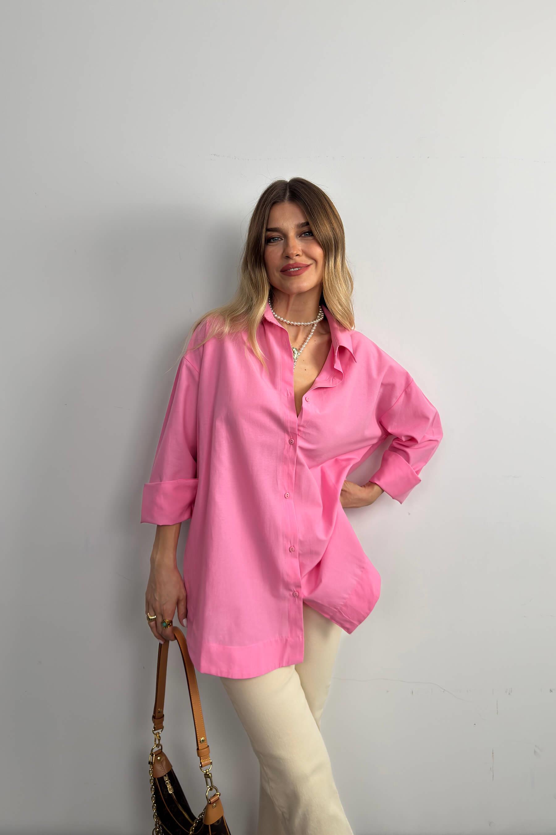 Pembe Oversize Gömlek