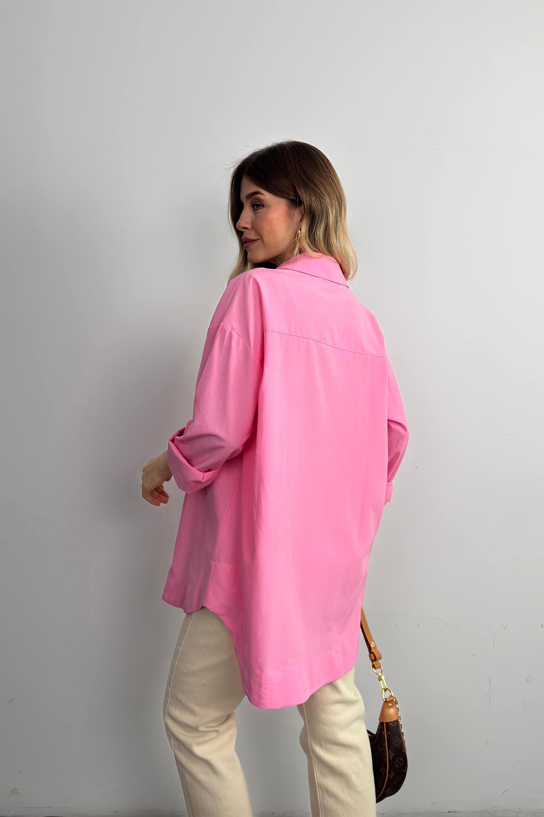 Pembe Oversize Gömlek