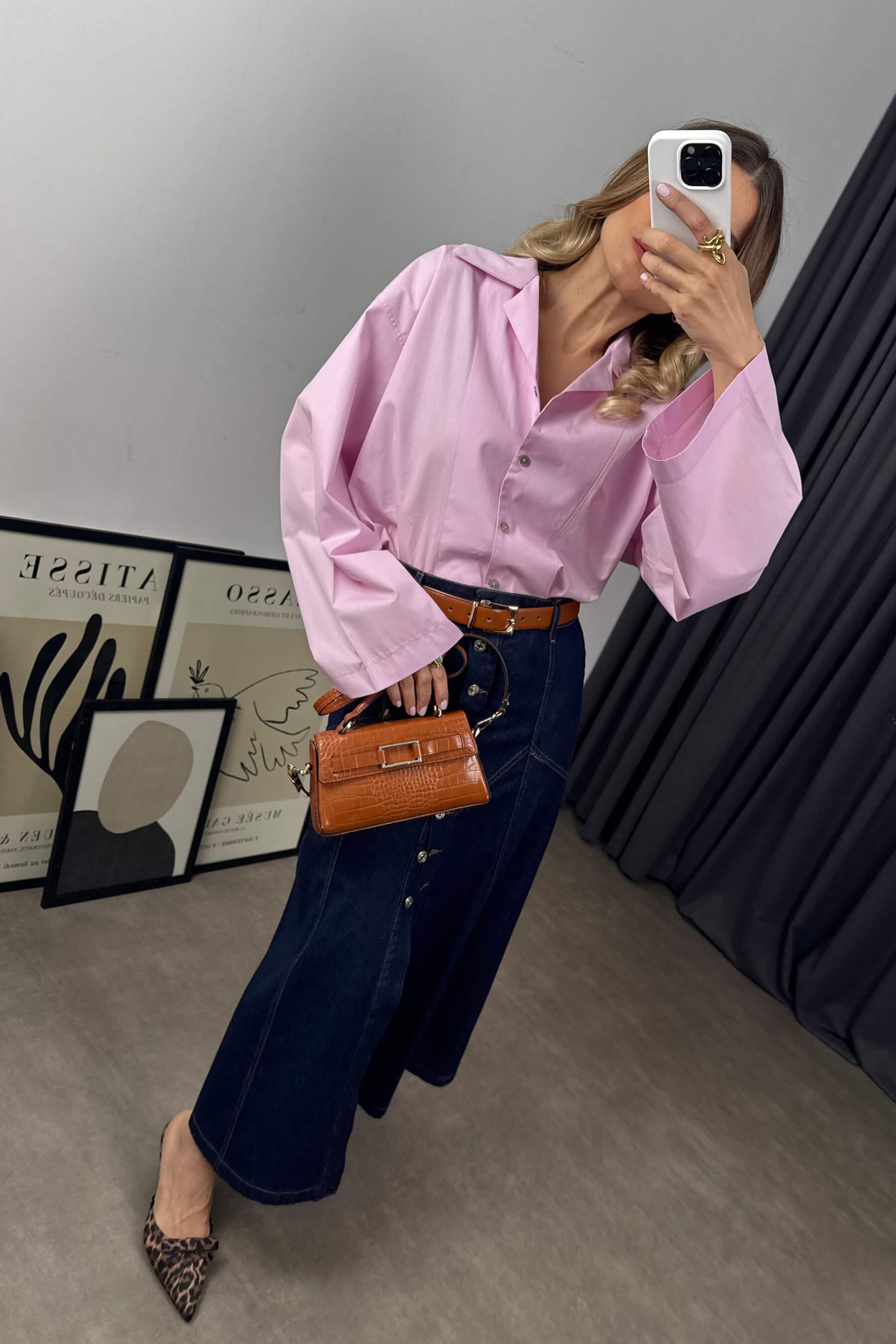 Pembe Oversize Premium Gömlek