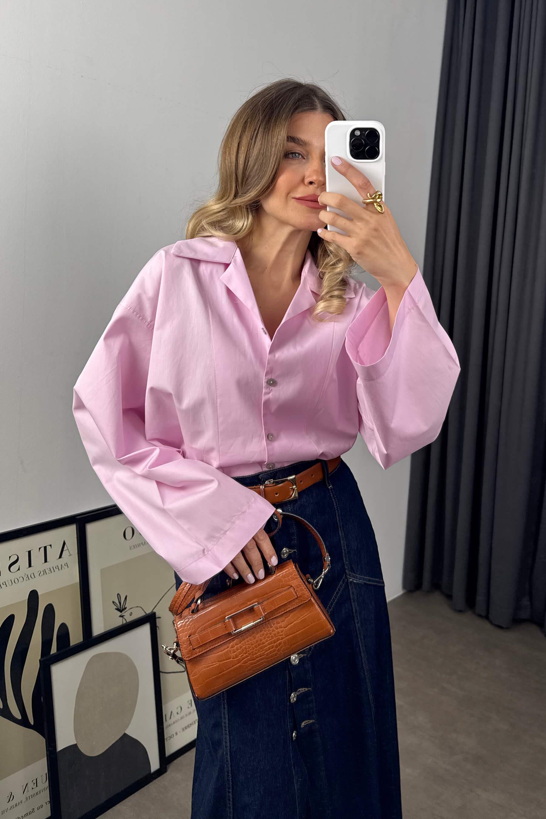 Pembe Oversize Premium Gömlek