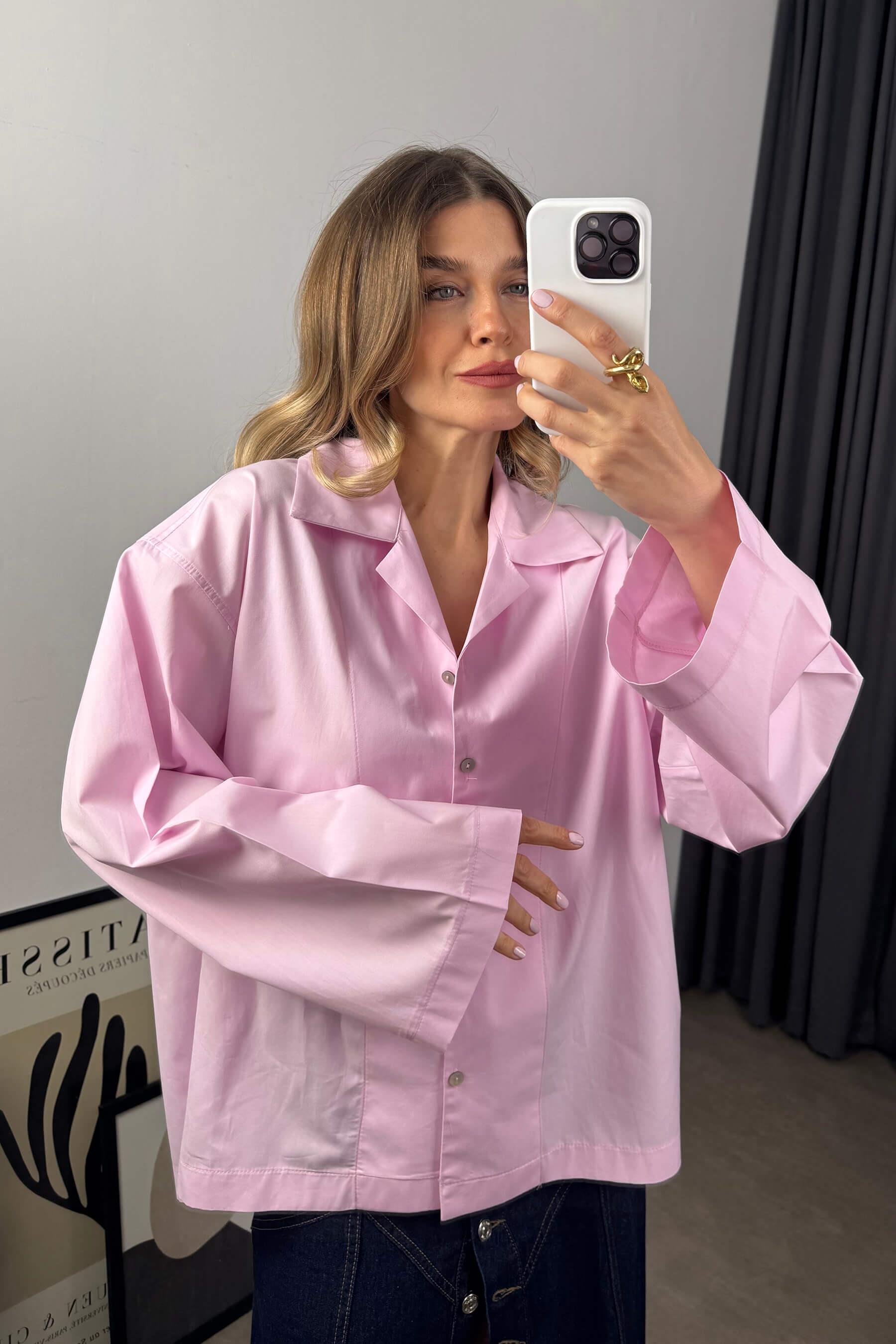 Pembe Oversize Premium Gömlek