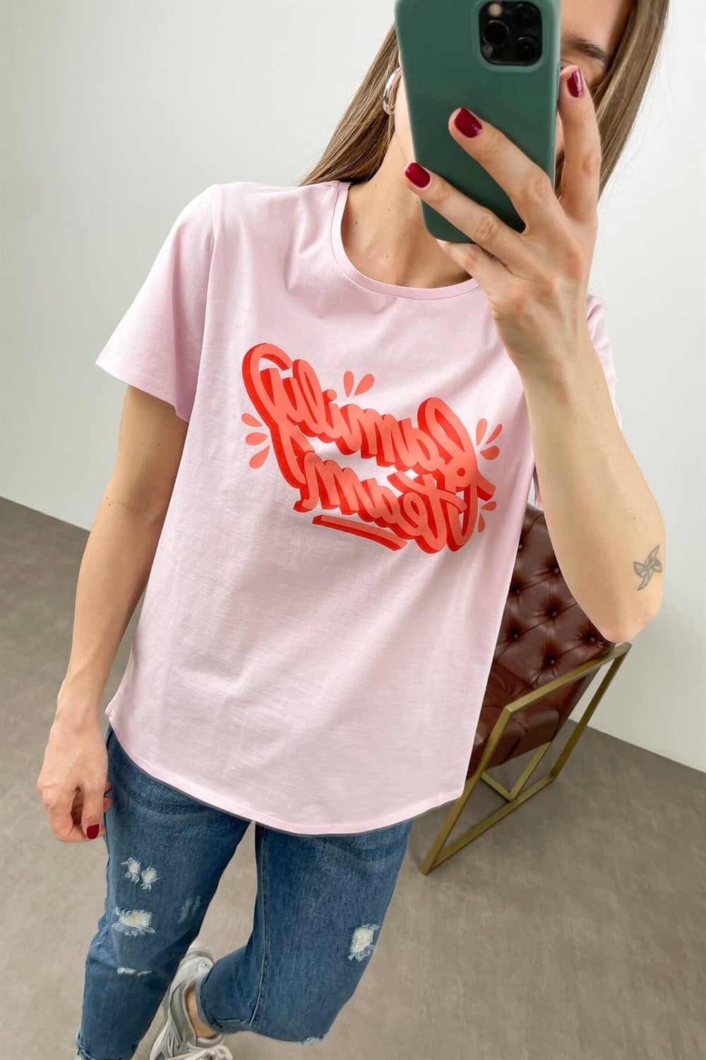 Pembe Pamuklu T-Shirt