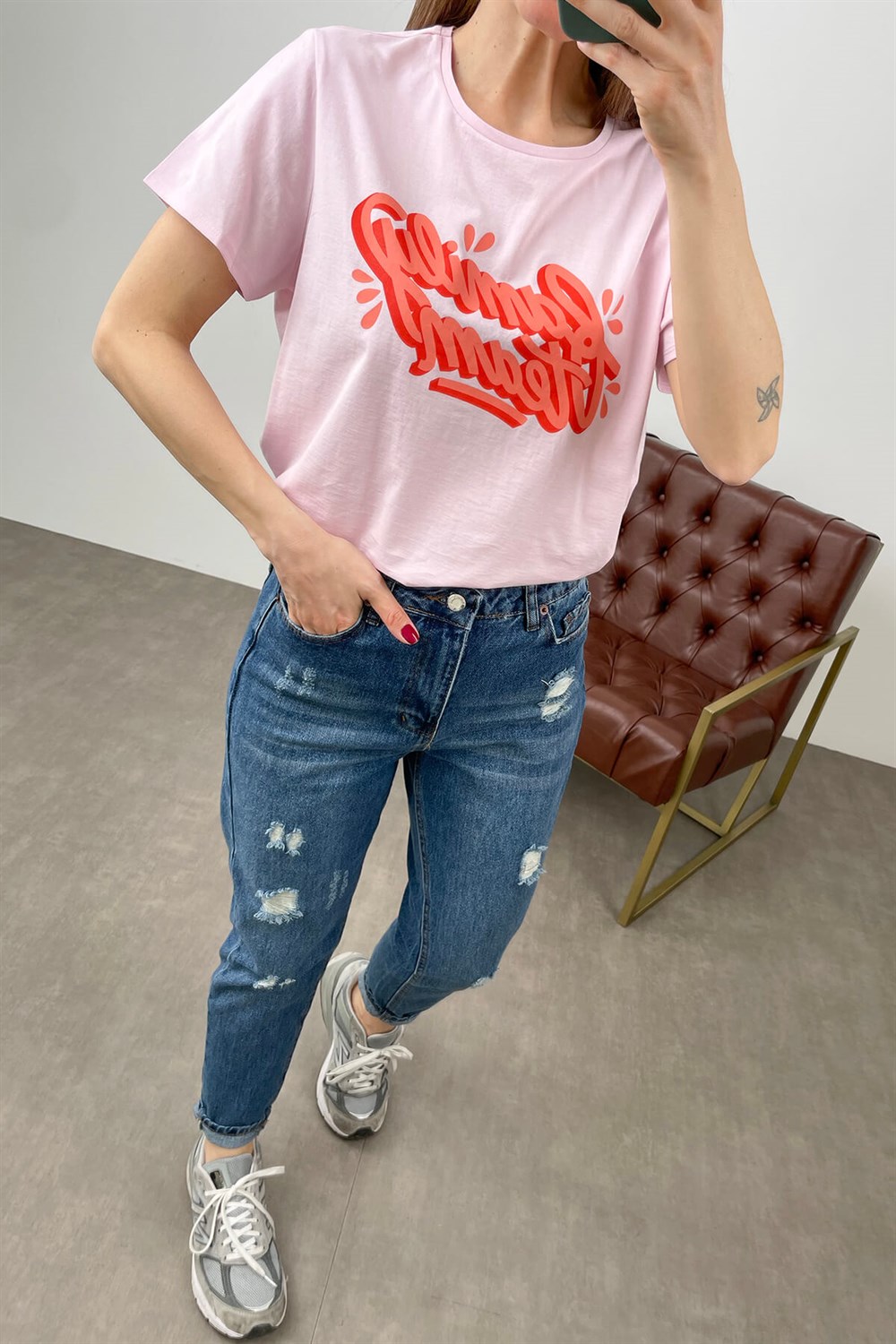 Pembe Pamuklu T-Shirt