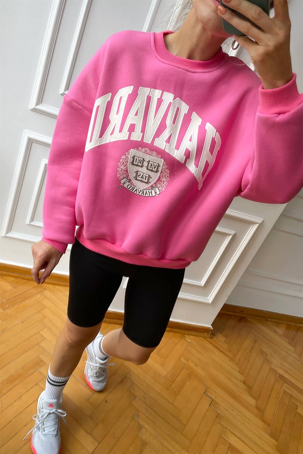 Pembe Şardonlu Harvard Baskılı Sweatshirt