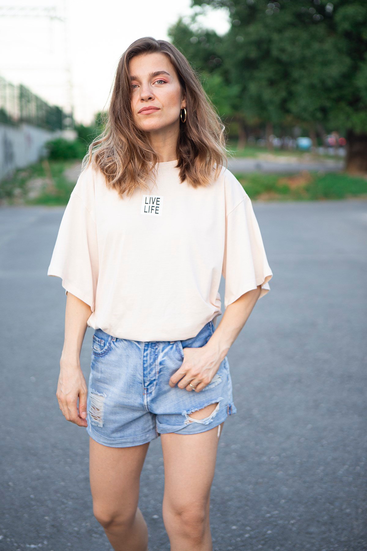 Pudra Live Life Baskılı T-Shirtt