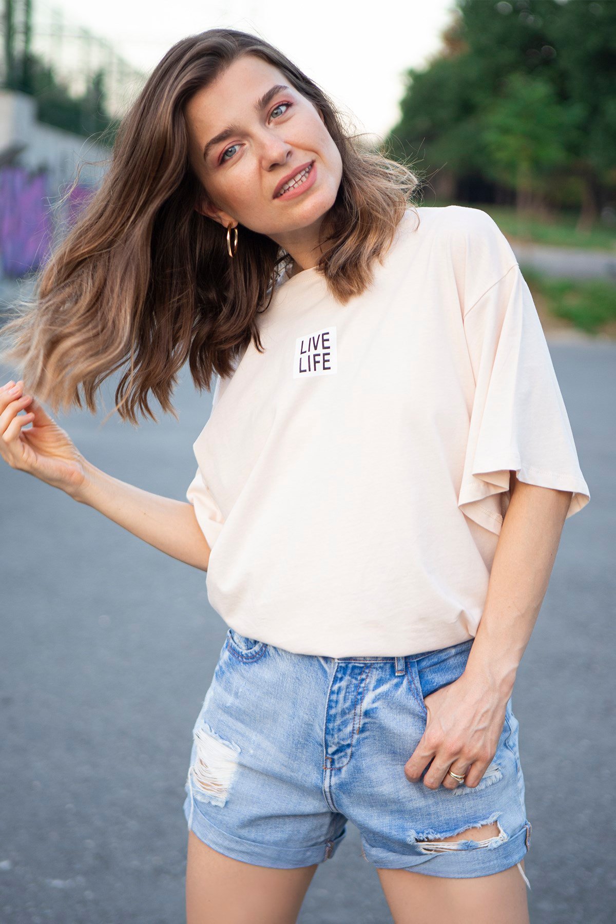 Pudra Live Life Baskılı T-Shirtt