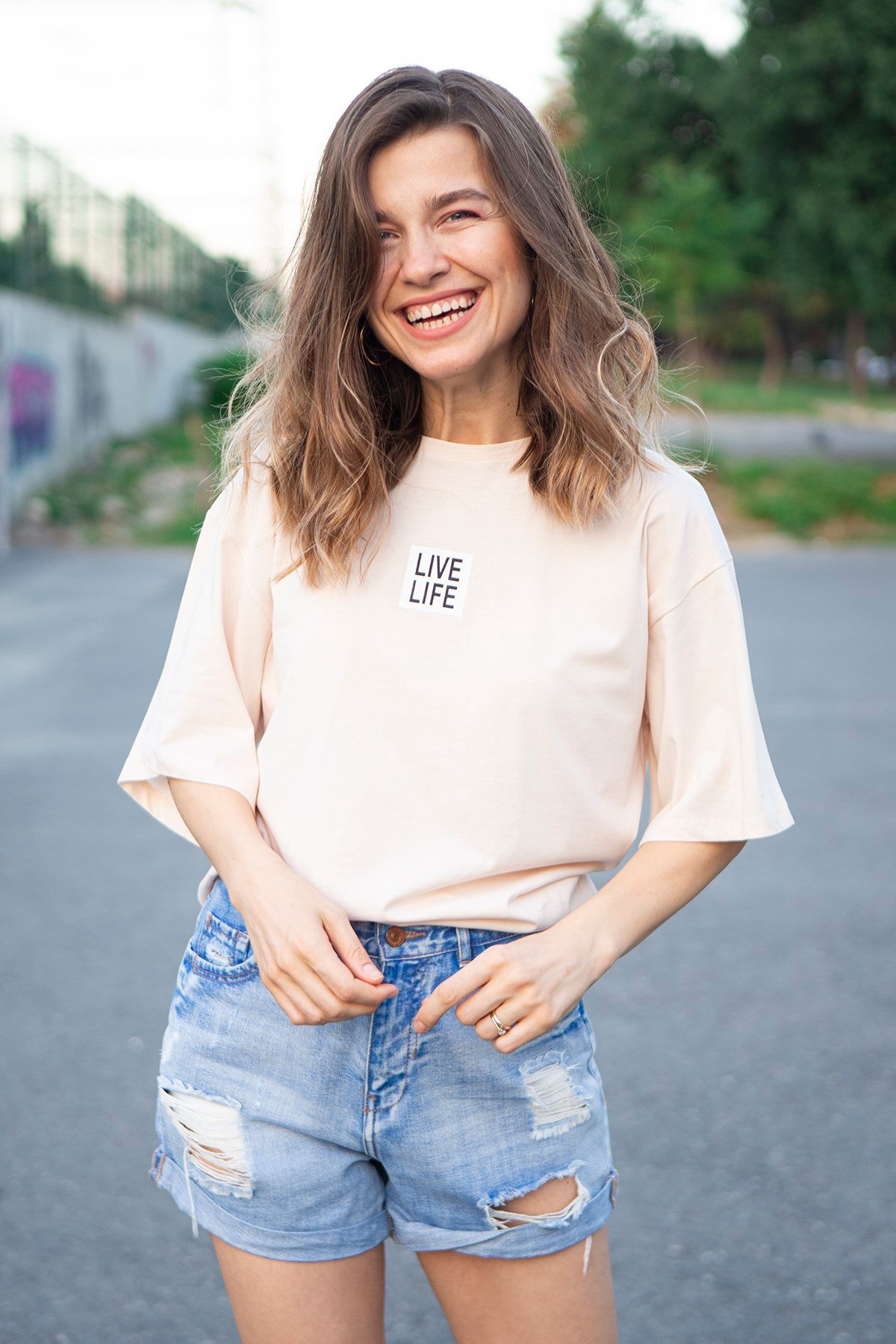 Pudra Live Life Baskılı T-Shirtt