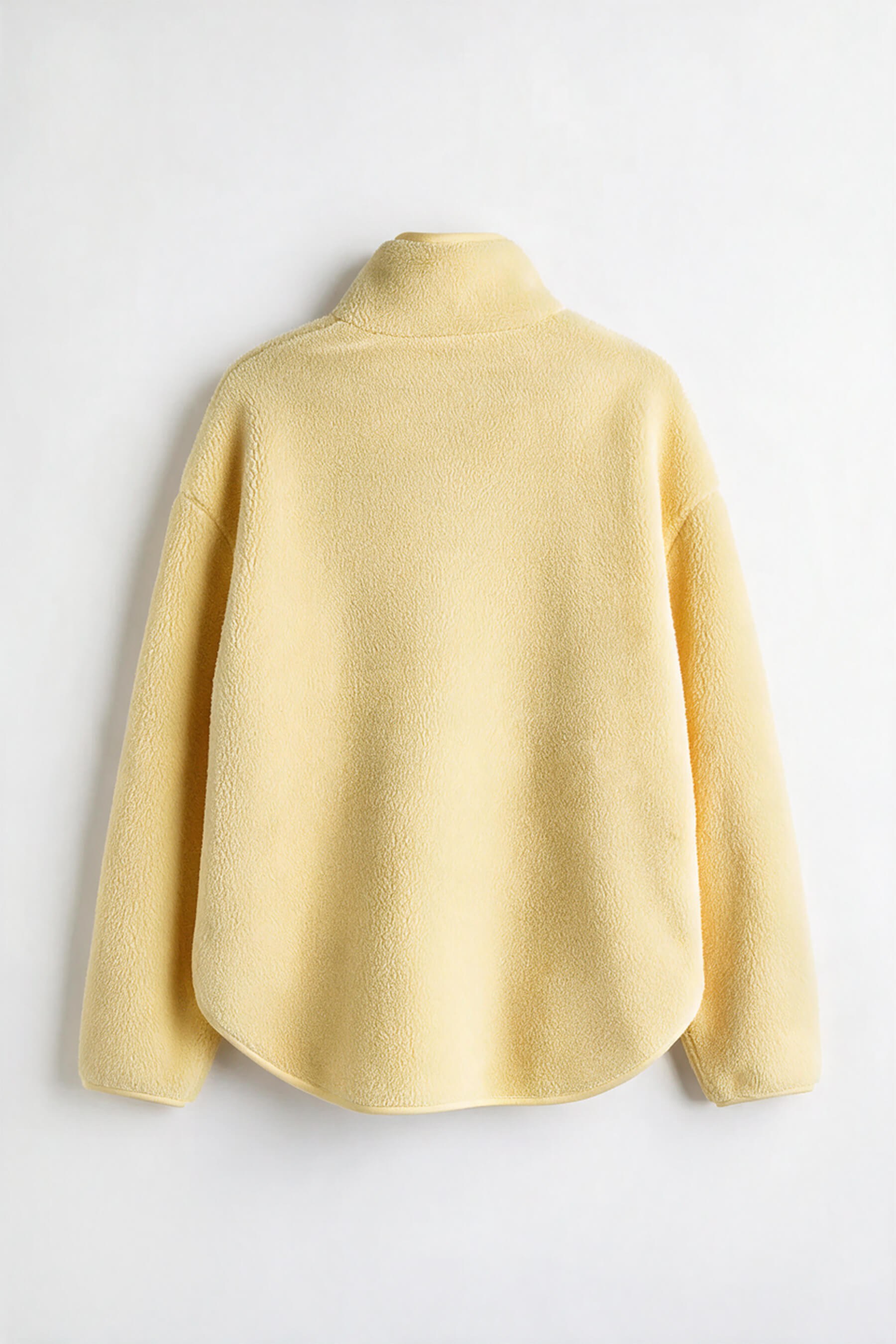 Sarı Fermuarlı Oversize Peluş Sweatshirt