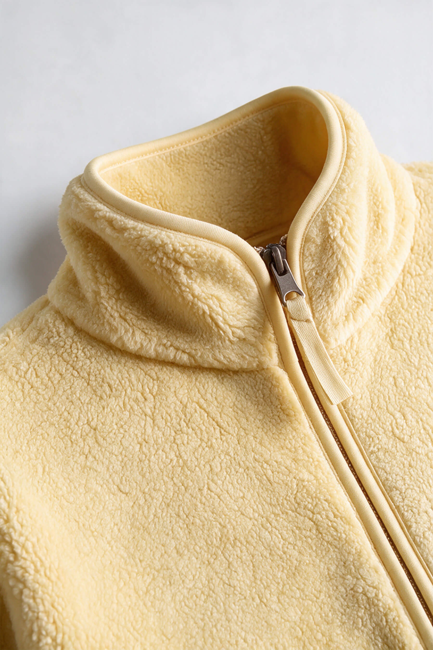 Sarı Fermuarlı Oversize Peluş Sweatshirt