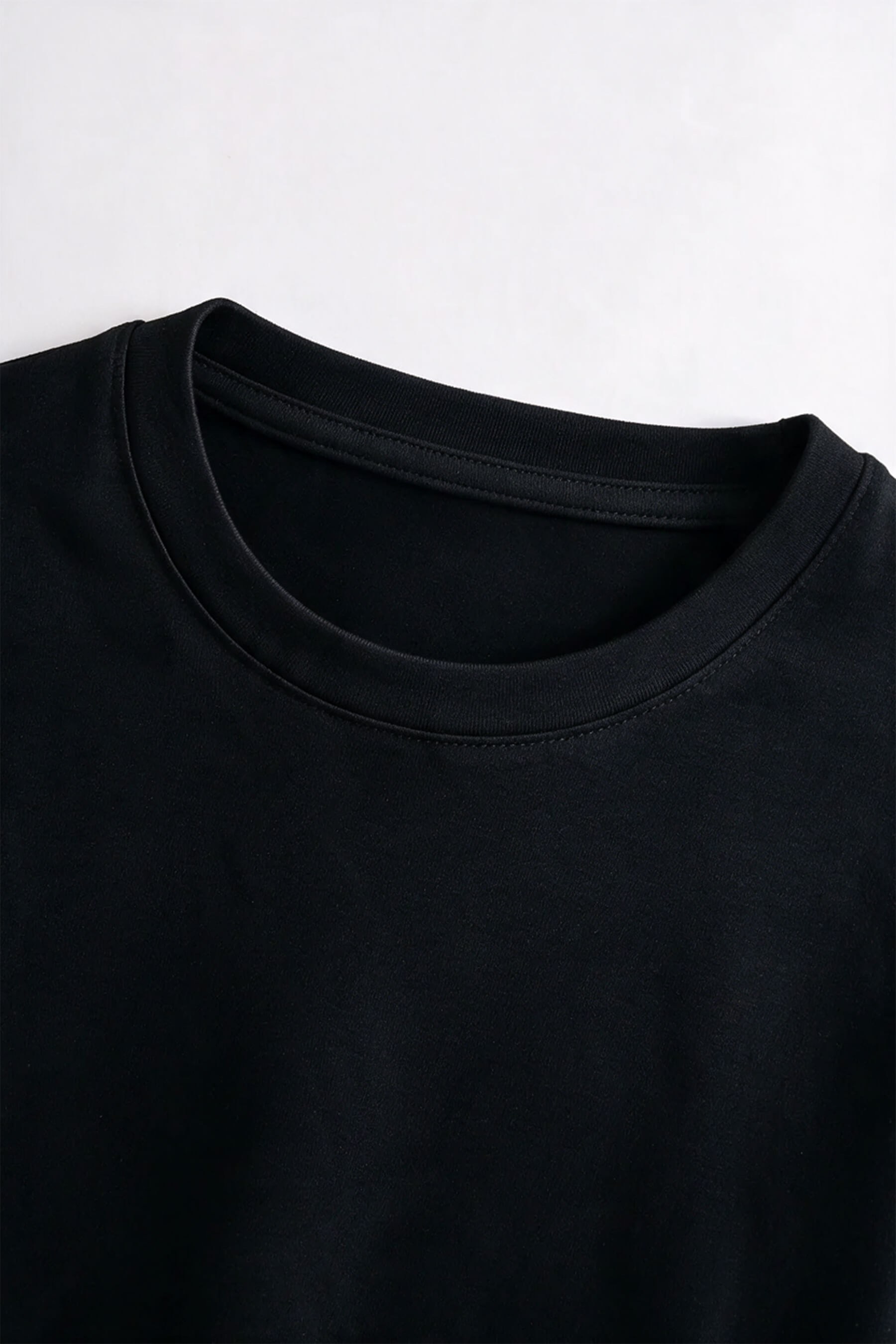 Siyah Bisiklet Yaka Vatkalı Oversize Bluz
