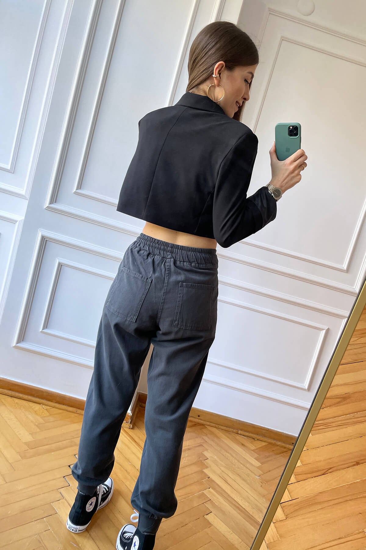 Siyah Crop Ceket