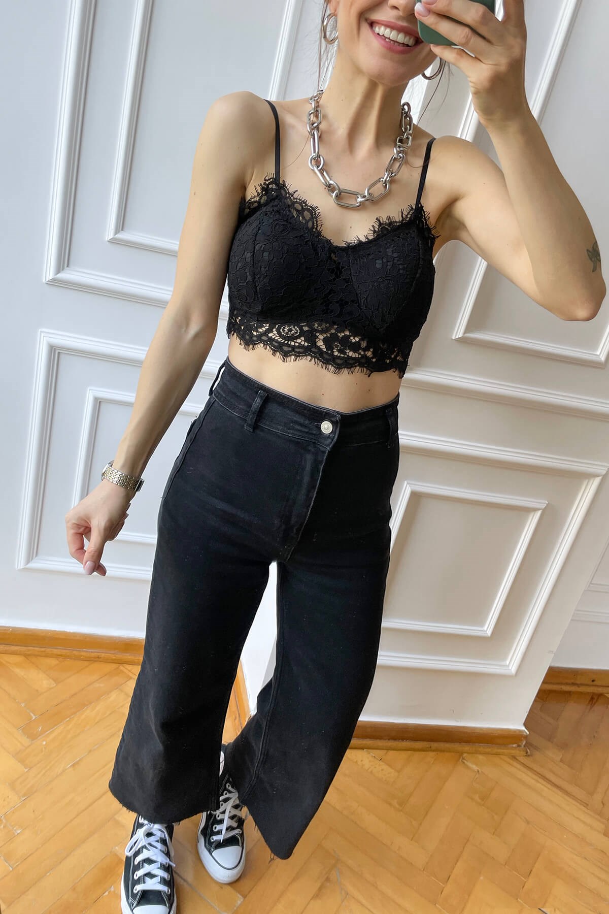 Siyah Dantel Bralet