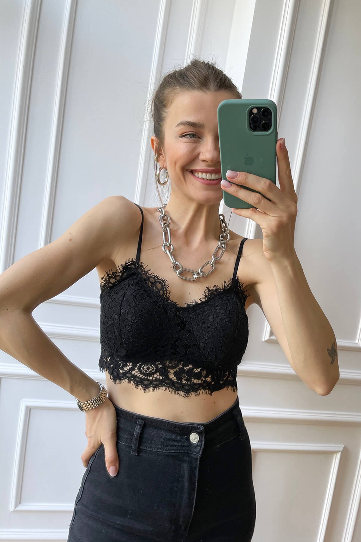 Siyah Dantel Bralet