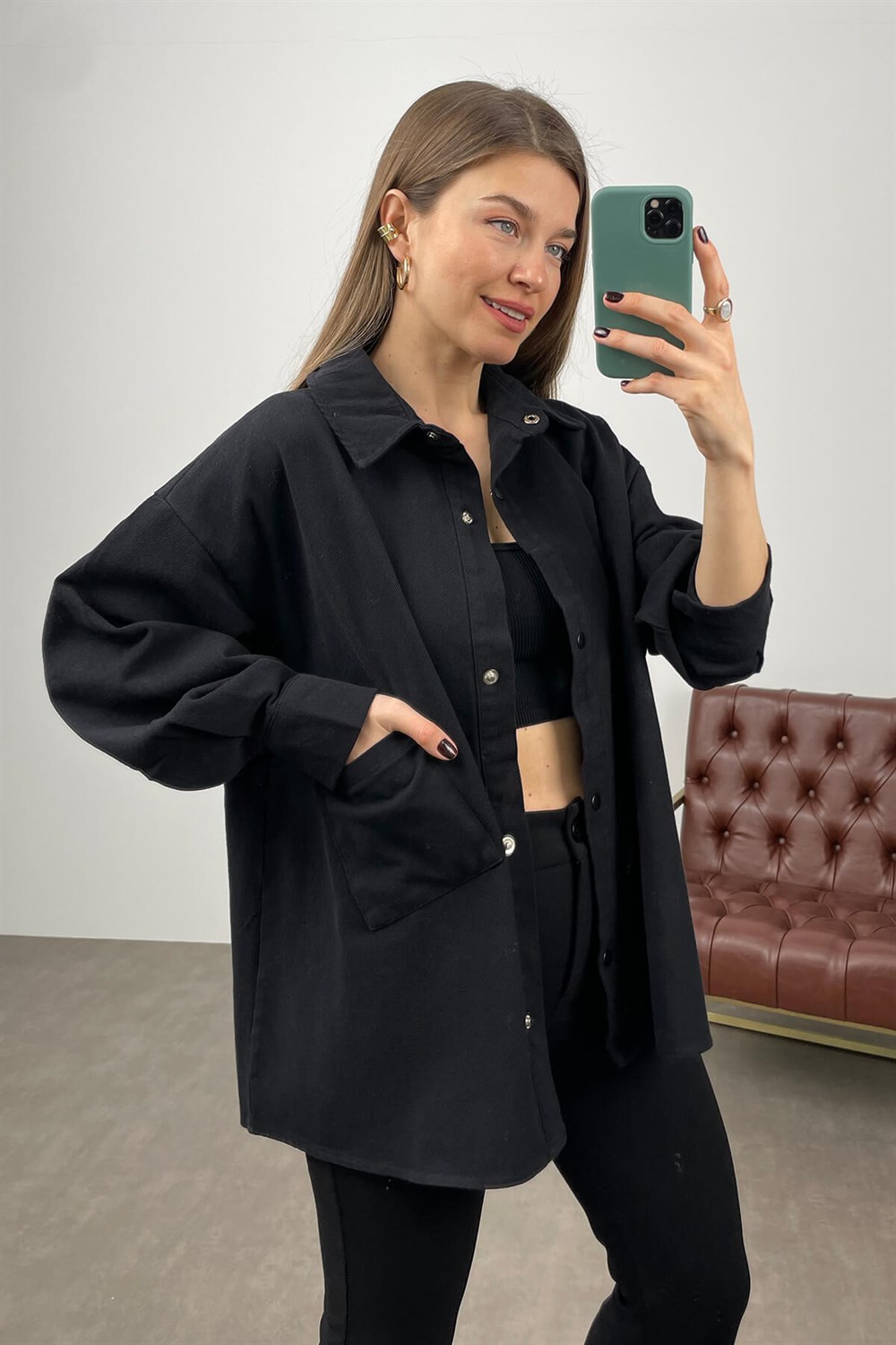 Siyah Gabardin Ceket