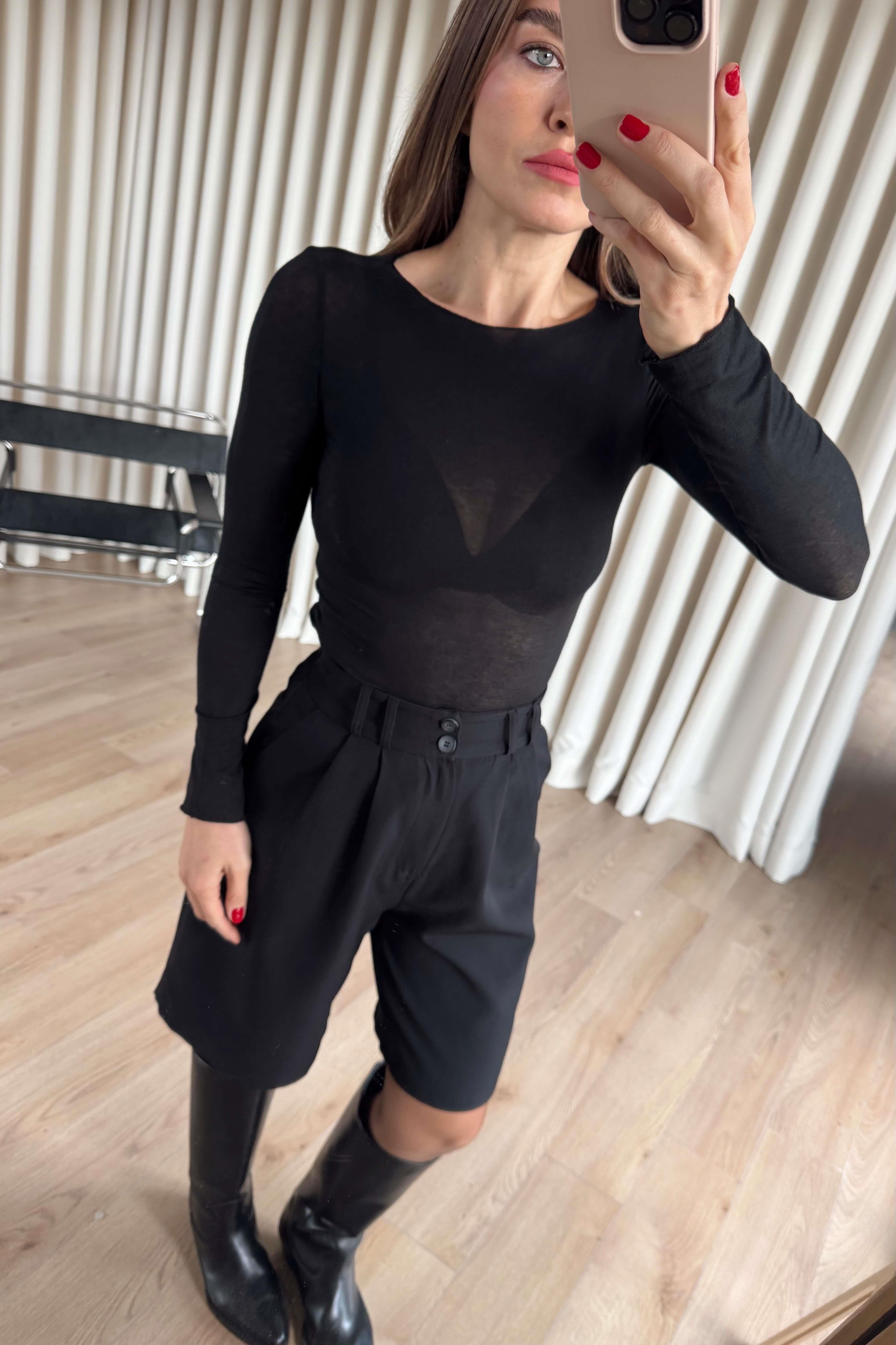 Siyah İnce Kaşmir Bluz