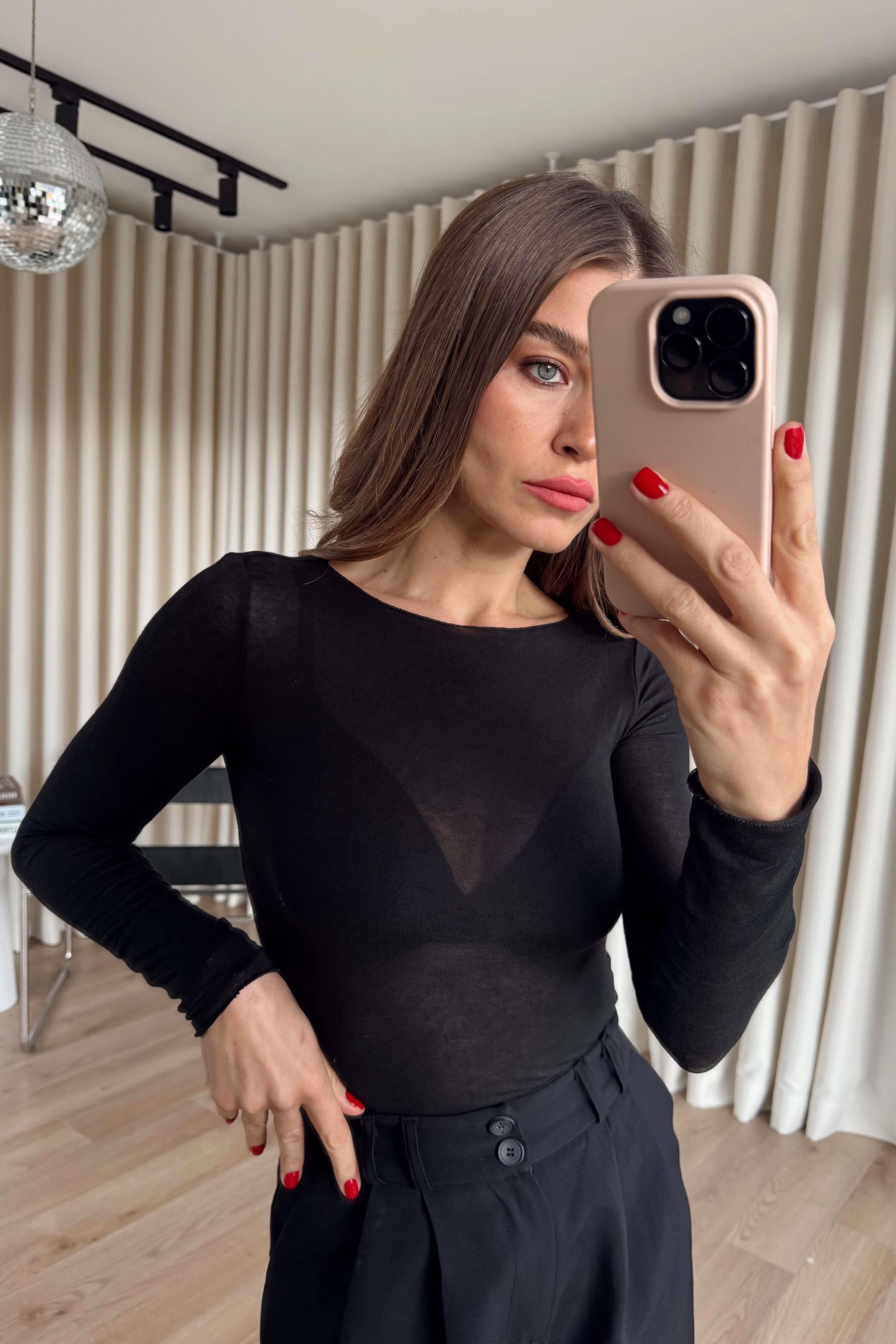 Siyah İnce Kaşmir Bluz