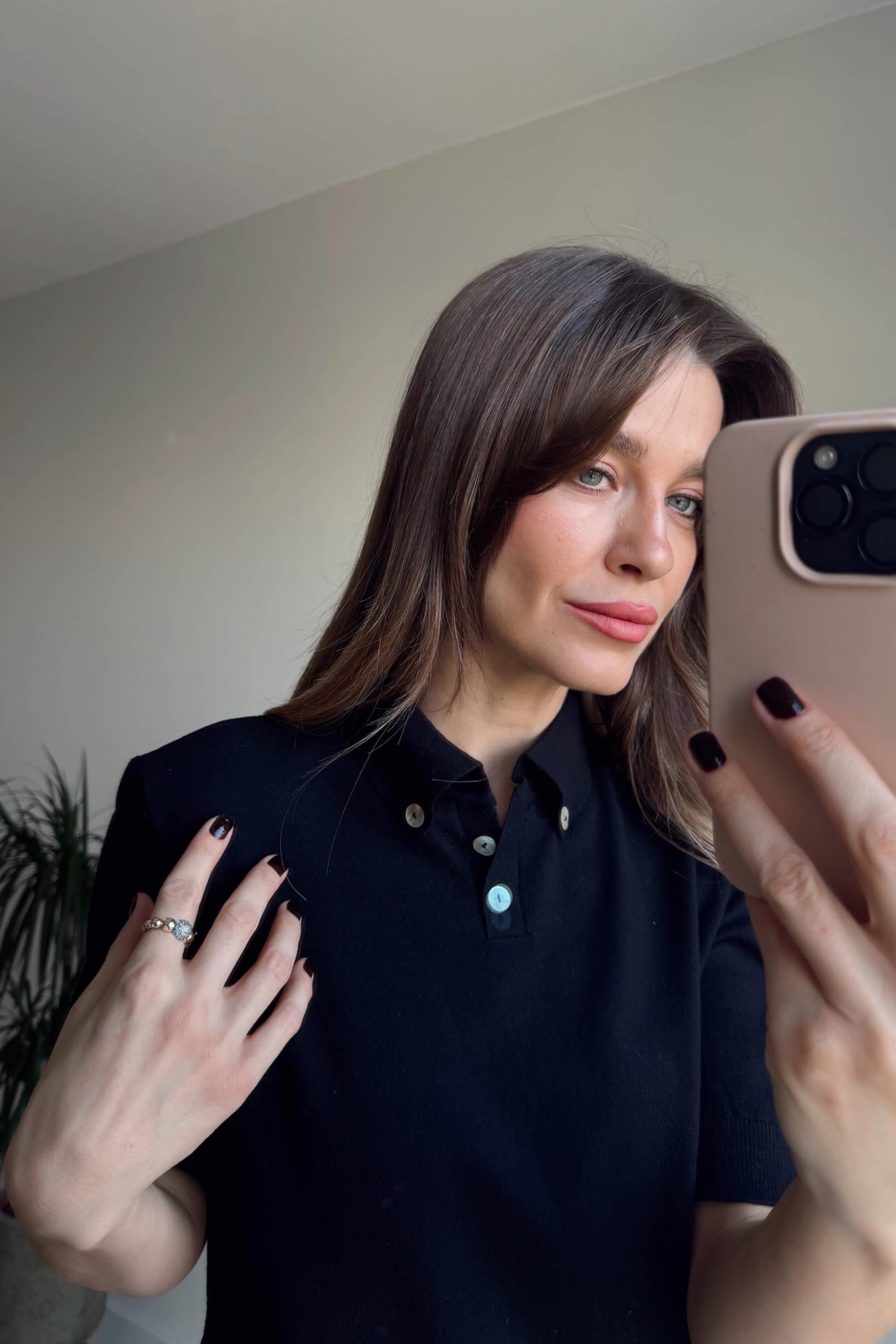 Siyah Kahve Fularlı Kısa Kollu Trko Kazak