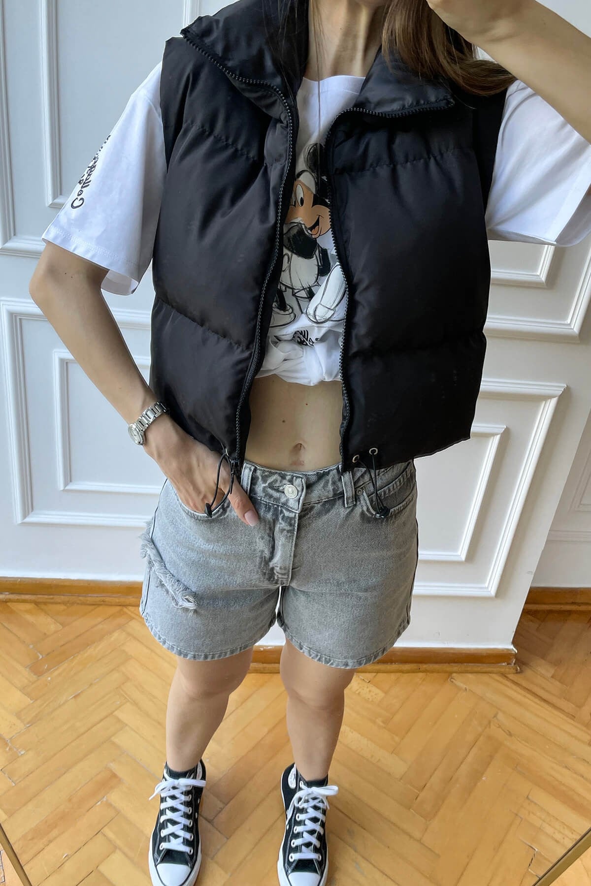 Siyah Kısa Şişme Yelek