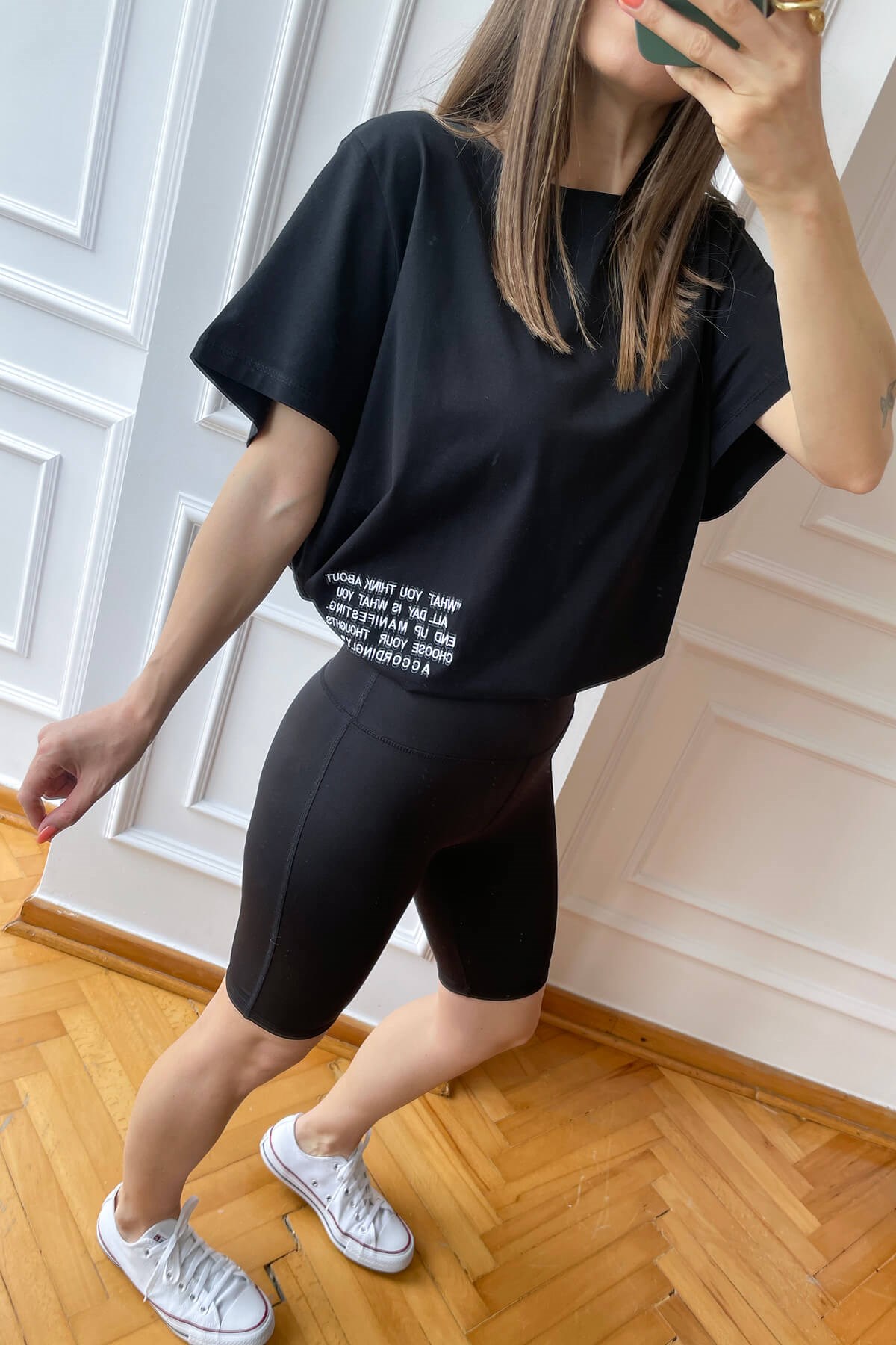 Siyah Manifesto Baskılı T-Shirt