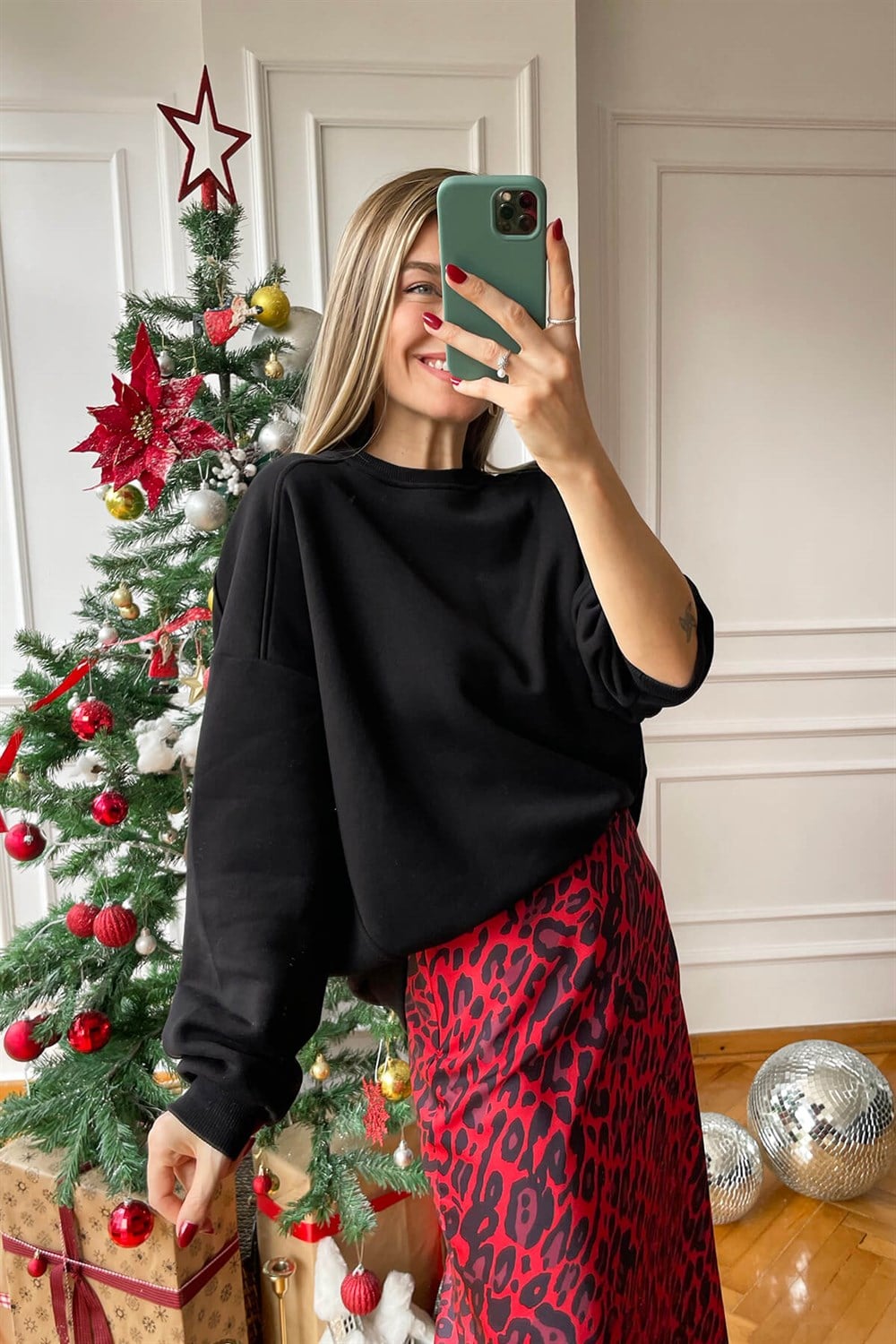 Siyah Oversize Basic Sweatsirt