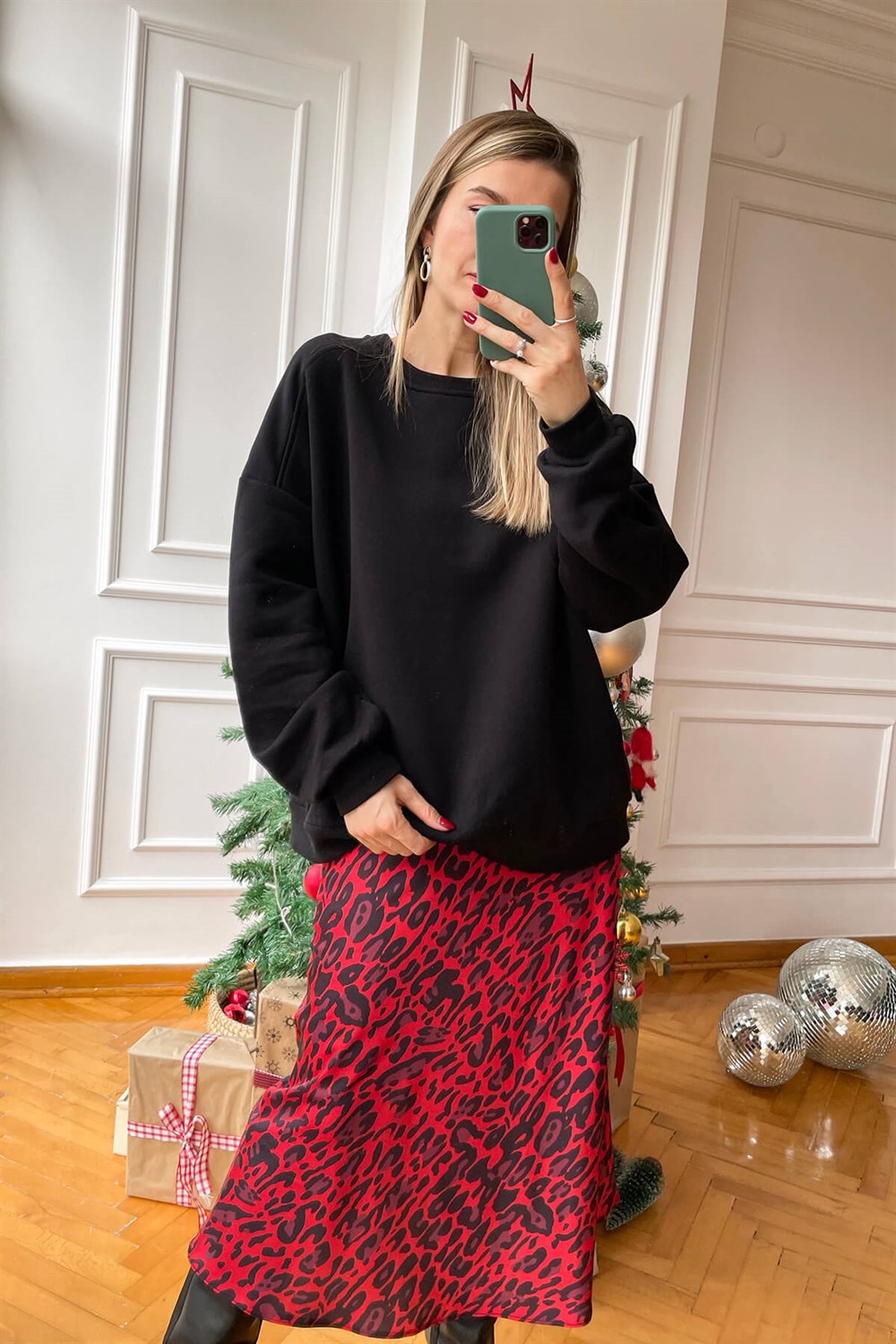 Siyah Oversize Basic Sweatsirt