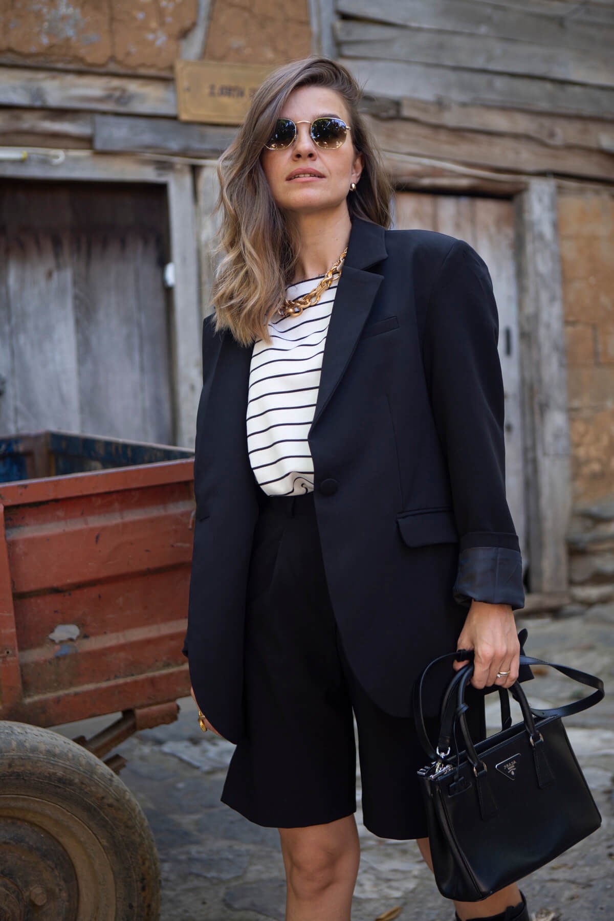Siyah Tek Düğme Oversize Ceket