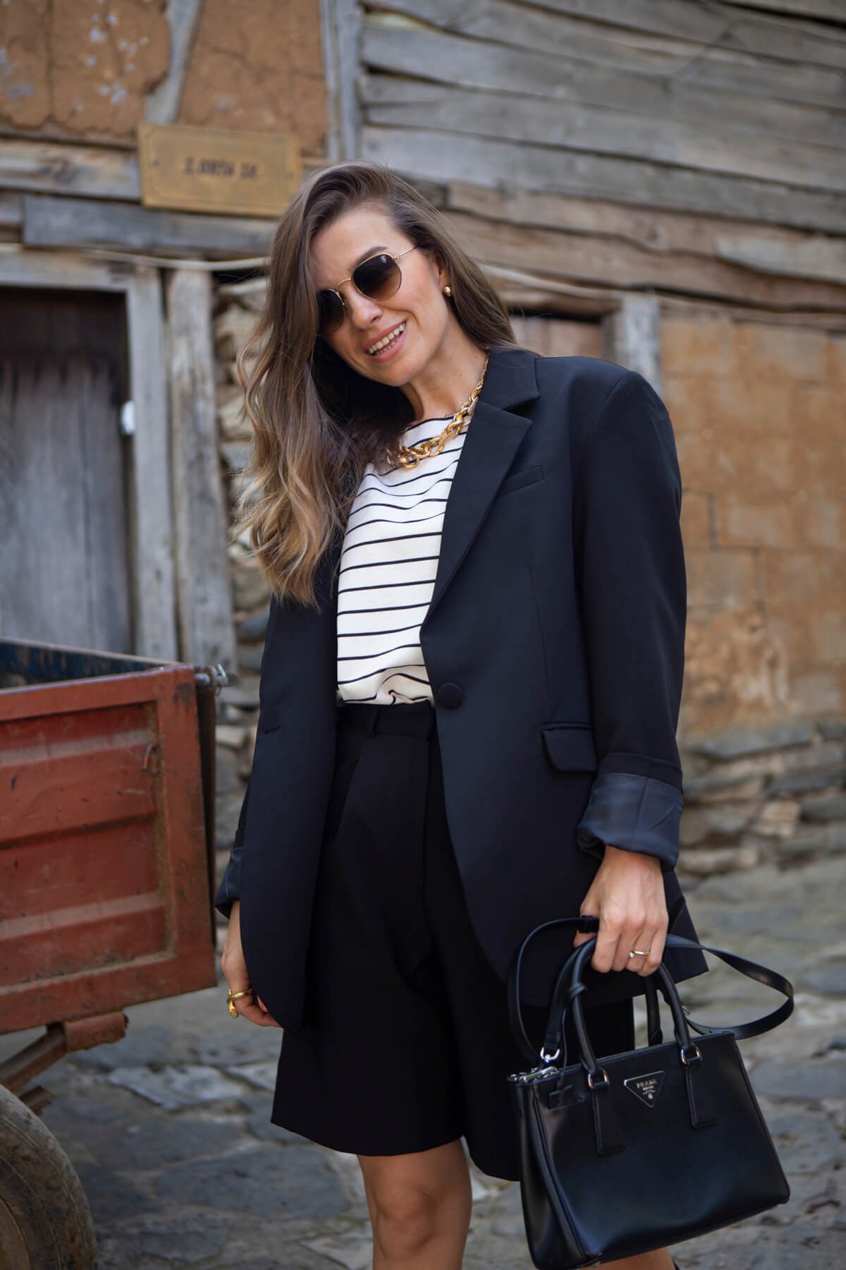 Siyah Tek Düğme Oversize Ceket